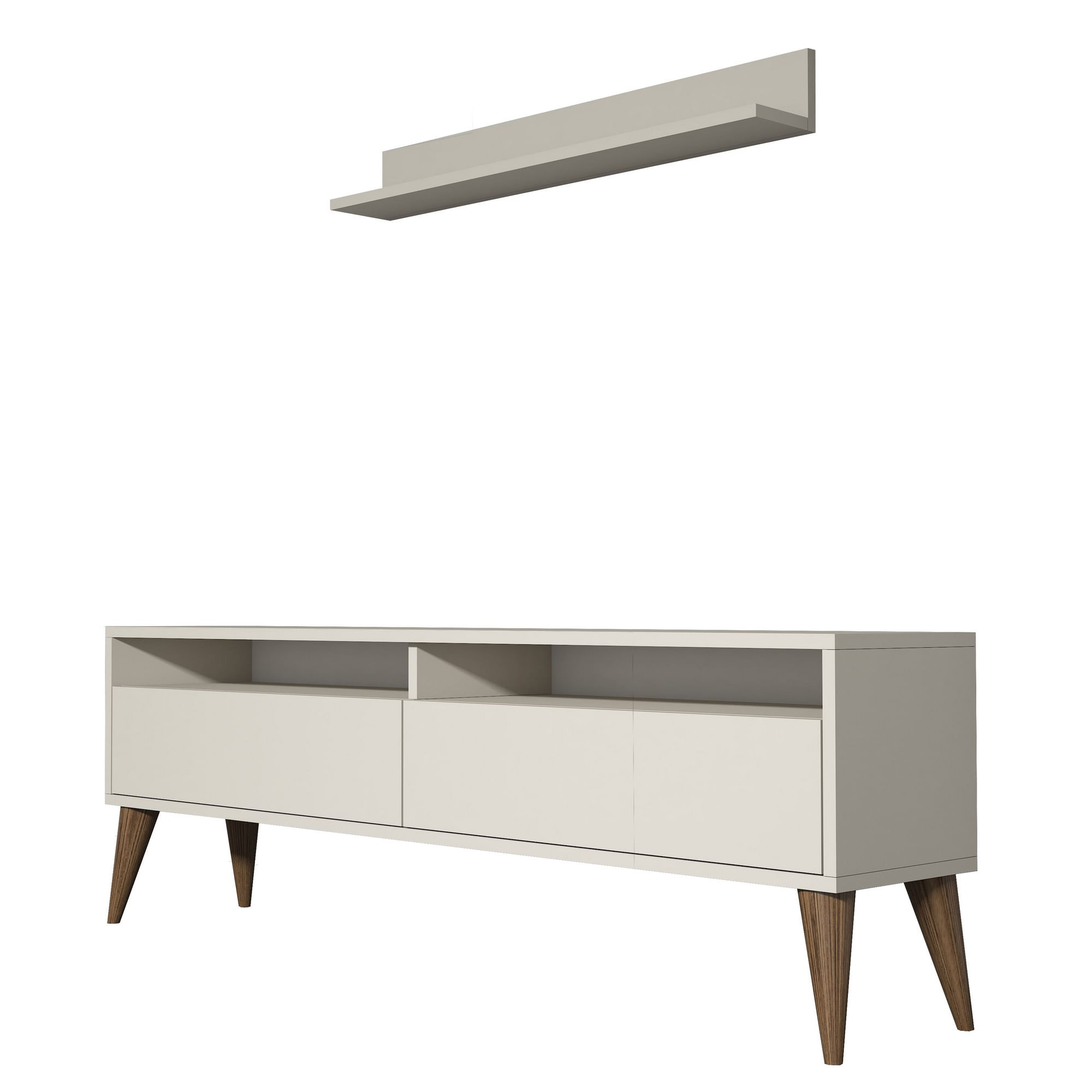 Comoda tv, Hanah Home, pal melaminat, crem, 150x50x30 cm, 845HCT3087 — imaginea 4