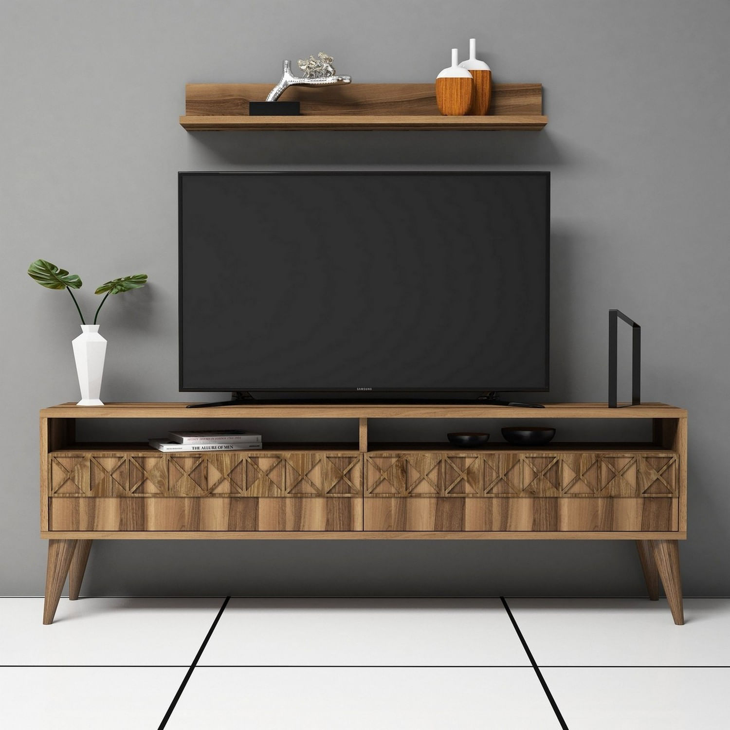 Comoda tv, Hanah Home, pal melaminat, nuc, 150x50x30 cm, 845HCT3081 — imaginea 5