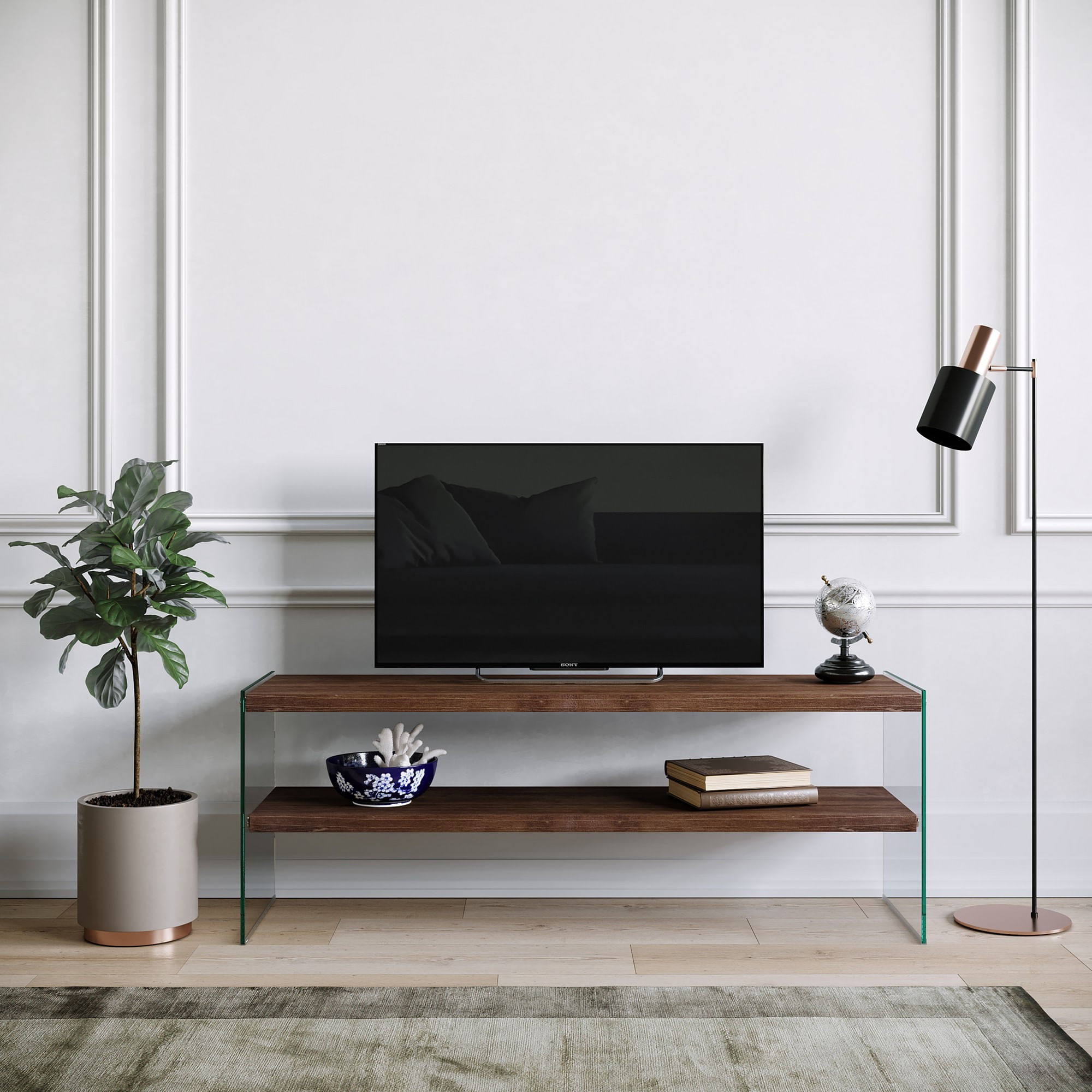 Comoda tv, Hanah Home, lemn masiv de pin, nuc, 120x35x45 cm, 552NOS1512 — imaginea 4