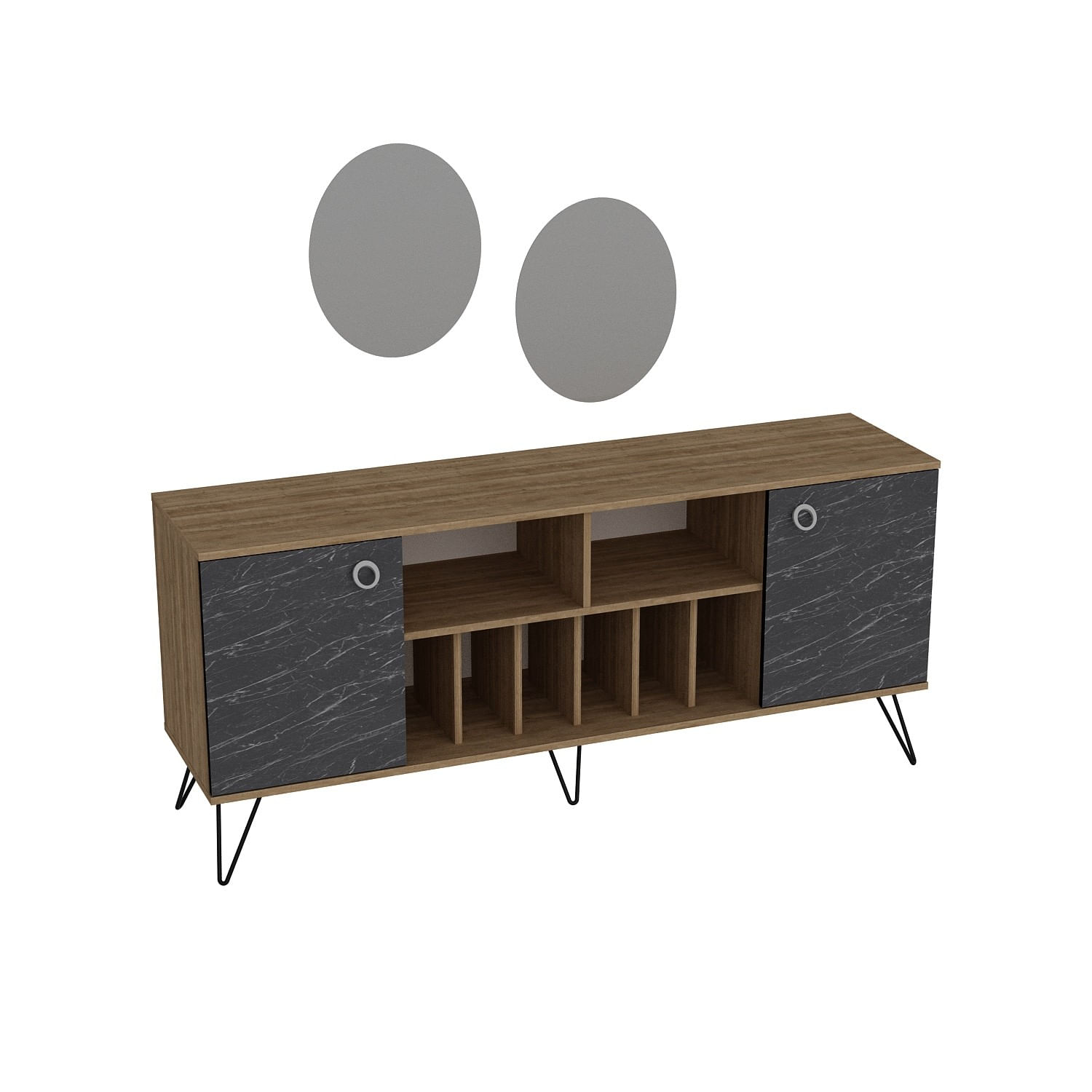 Consola, Hanah Home, pal melaminat, nuc si negru, 180x44.8x78.6 cm, 875ZNA3506 — imaginea 4