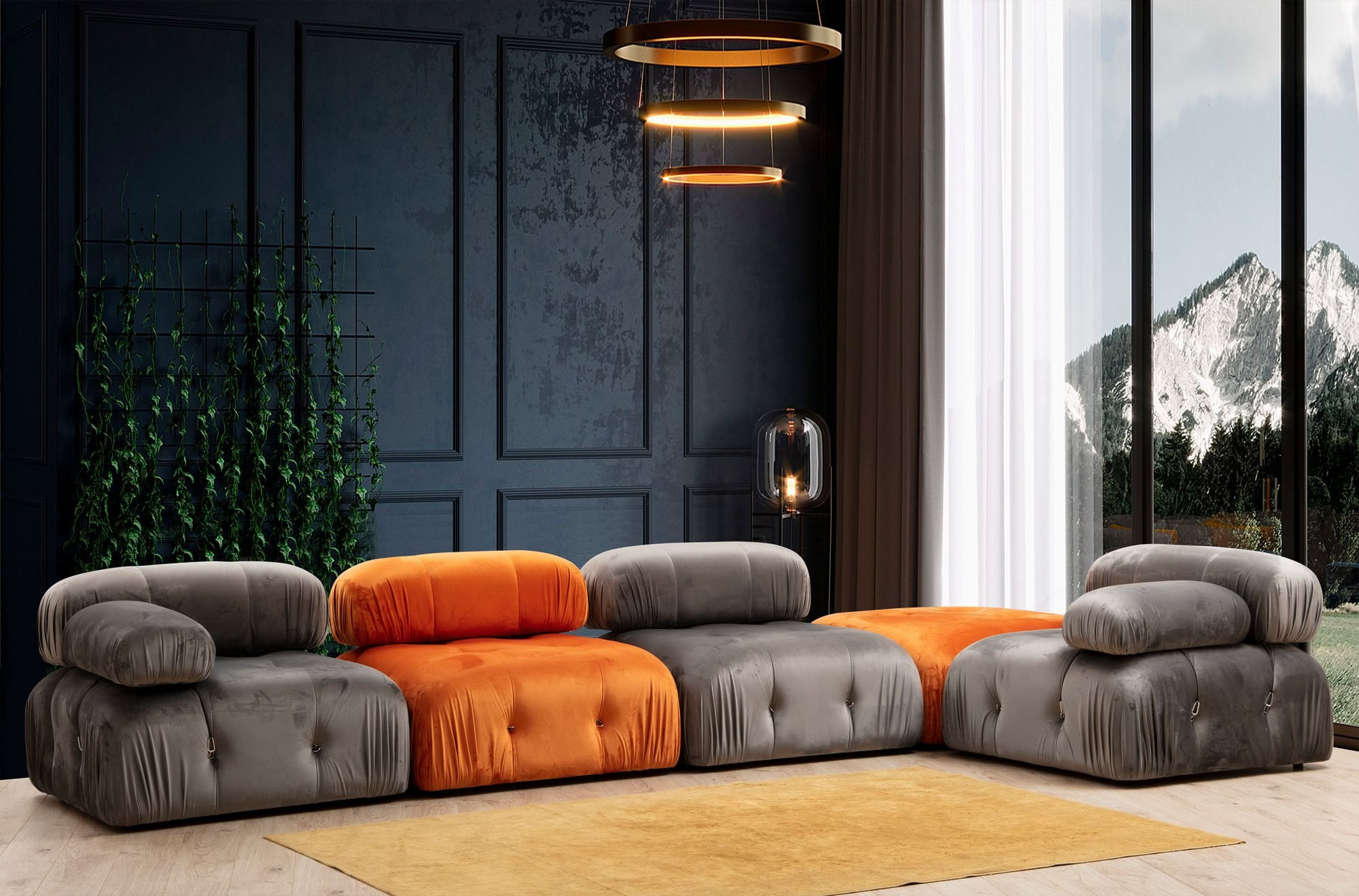 Canapea 1 loc, Hanah Home, lemn fag, portocaliu, 95x95x75 cm, 560ARE1425 — imaginea 4