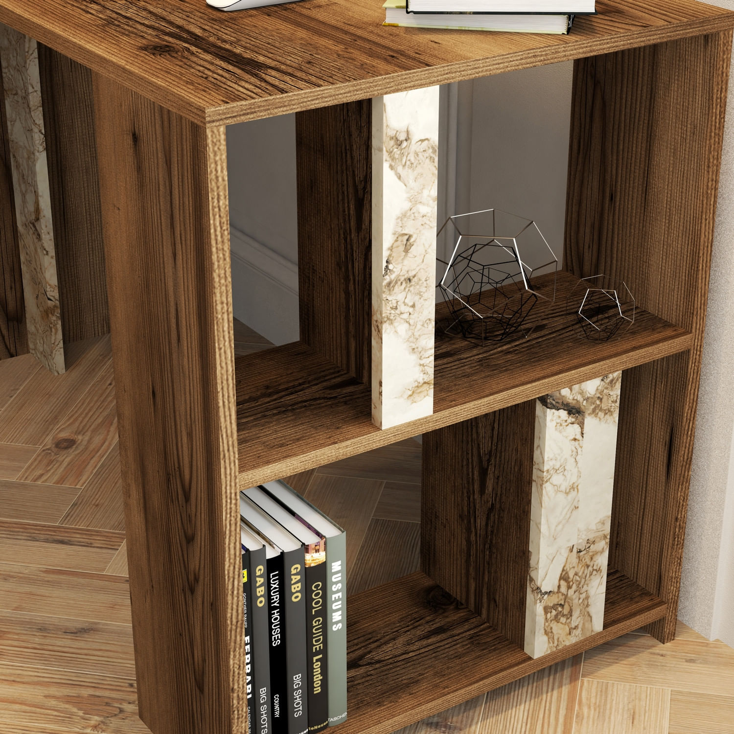 Birou, Hanah Home, pal melaminat, nuc si alb, 120x60x75.4 cm, 845HCT3843 — imaginea 5