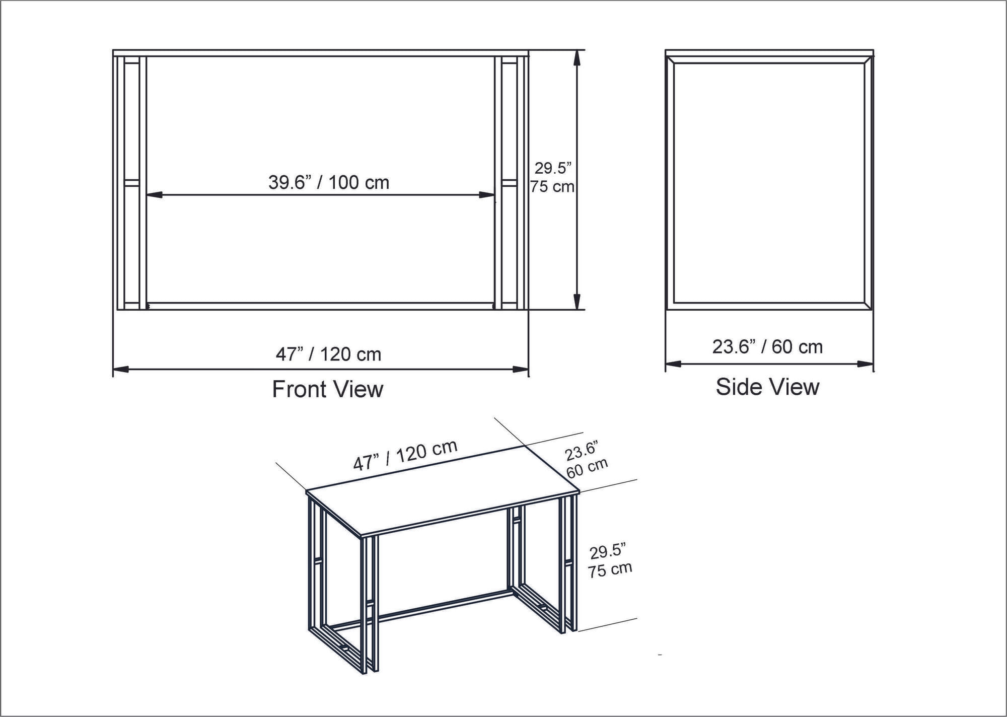 Birou de studiu, Hanah Home, panou de particule melaminat, alb, 120x60x75 cm, 541HDL1102 — imaginea 3