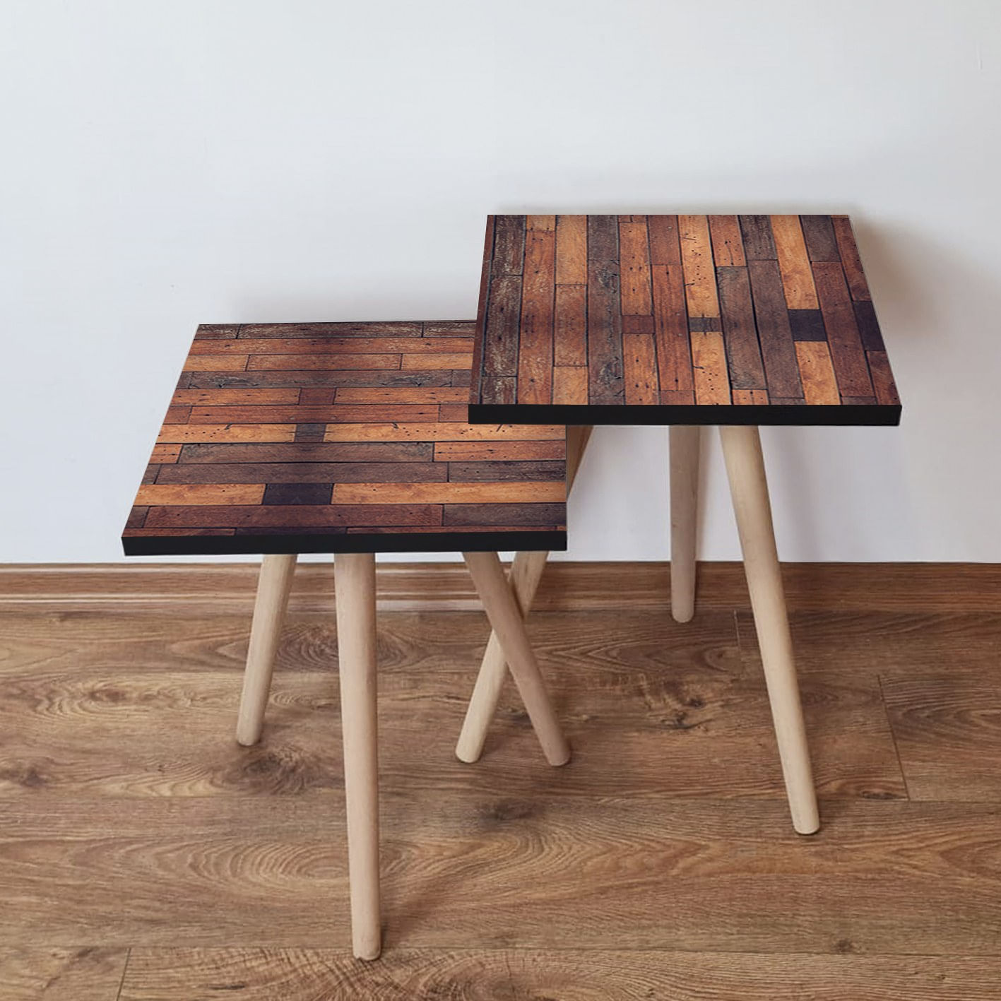 Set masute de cafea, Hanah Home, mdf, maro, 35x35x47 cm, 2 piese, 481LNA2574
