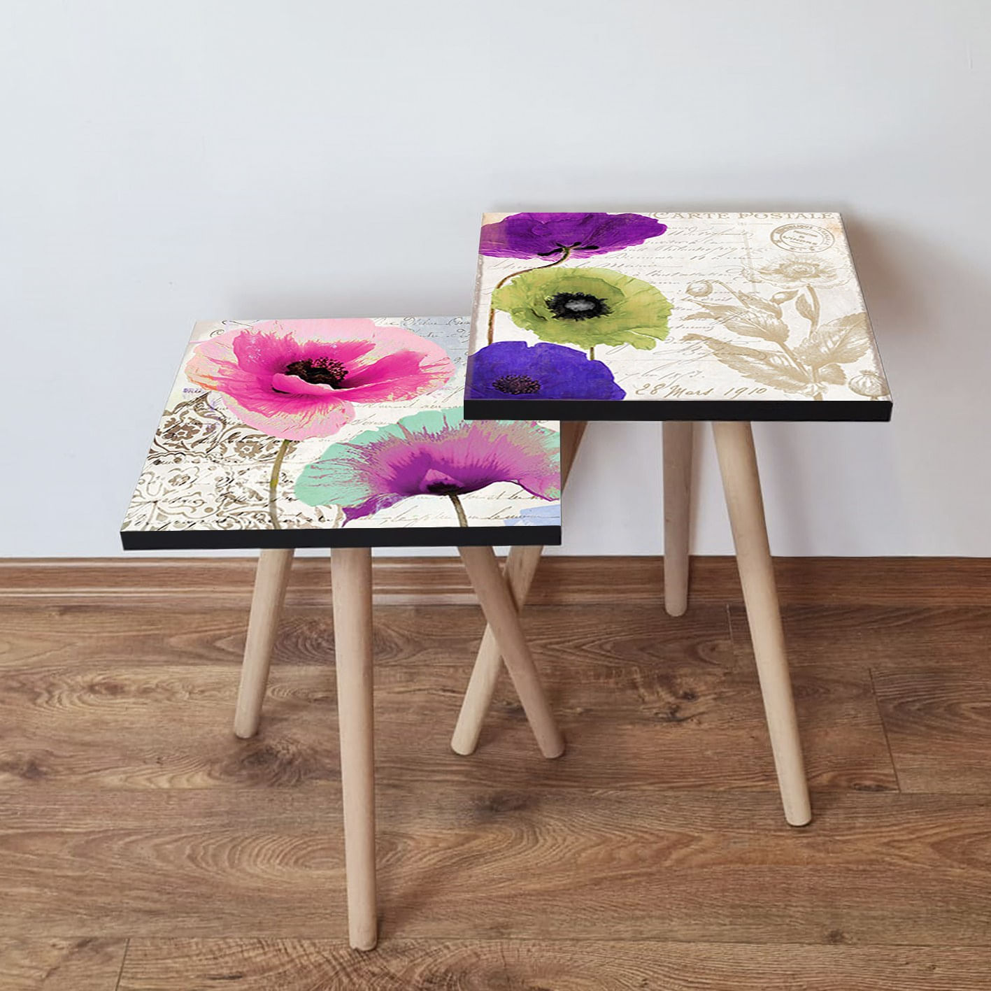 Set masute de cafea, Hanah Home, mdf, multicolor, 35x35x47 cm, 2 piese, 481LNA2274