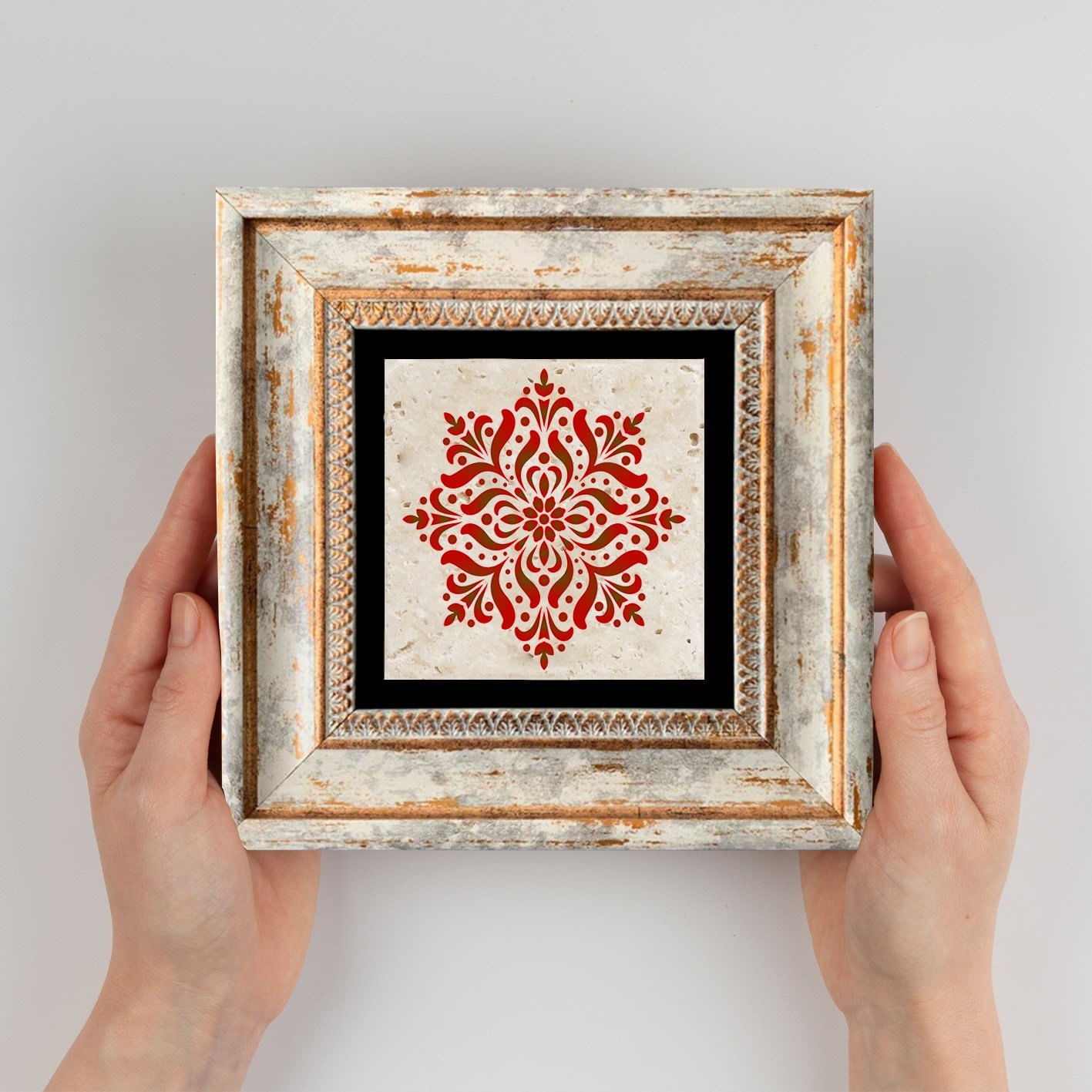 Tablou decorativ cu rama, Wallxpert, piatra, multicolor, 20x20 cm, 602KLV1134