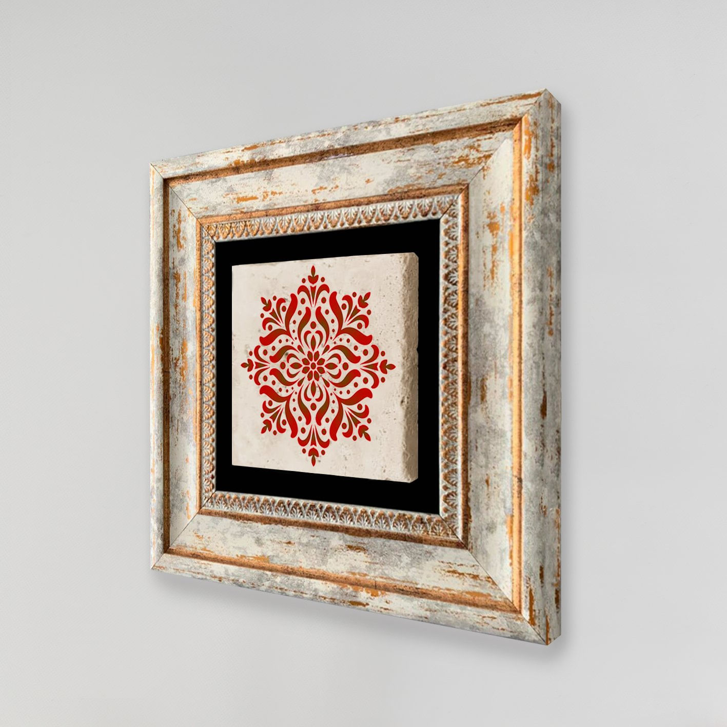 Tablou decorativ cu rama, Wallxpert, piatra, multicolor, 20x20 cm, 602KLV1134 - imagine 2