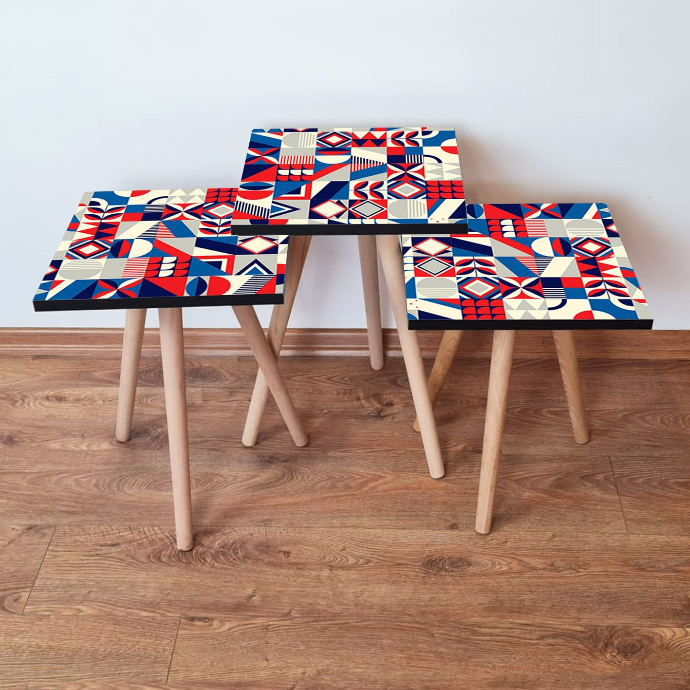 Set masute cuib, Hanah Home, mdf, multicolor, 35x35x52 cm, 481LNA2931