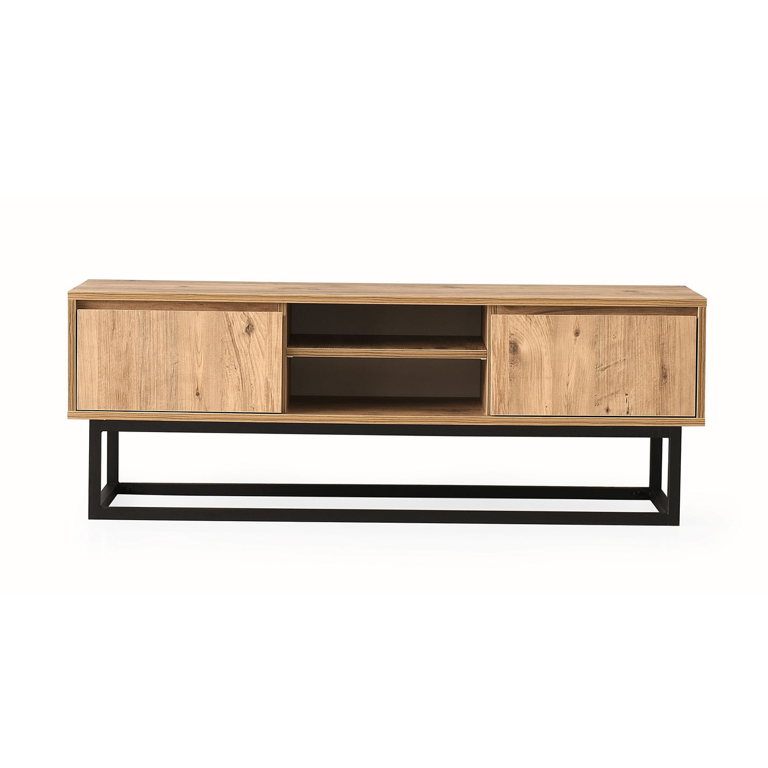 Comoda tv, Hanah Home, pal melaminat, negru si pin, 180x50x40 cm, 854KLN3004 — imaginea 2