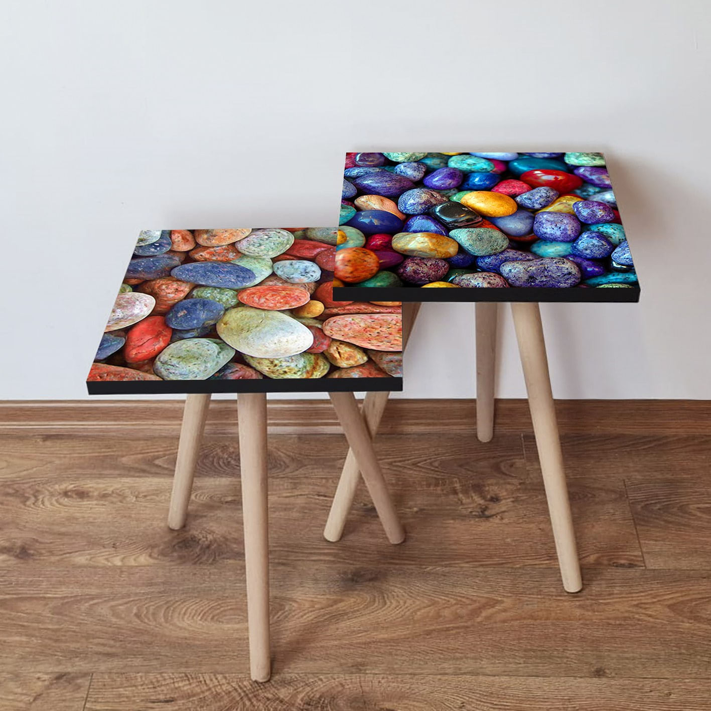 Set masute de cafea, Hanah Home, mdf, multicolor, 35x35x47 cm, 2 piese, 481LNA2186
