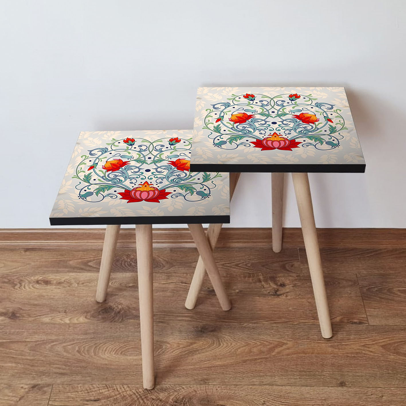Set masute de cafea cuib, Hanah Home, mdf, multicolor, 35x47x35 cm, 35x42x35 cm, 481LNA2363