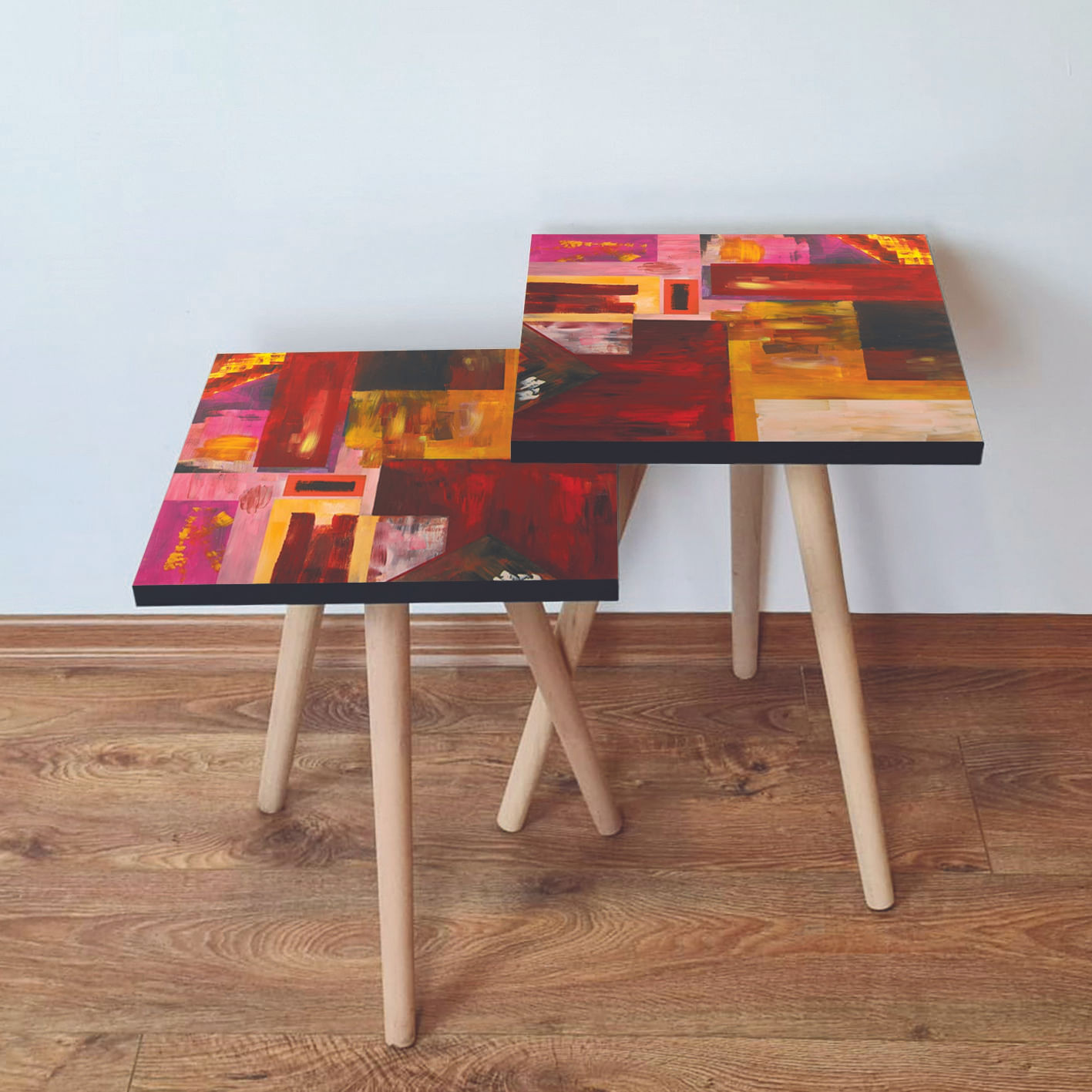 Set masute de cafea, Hanah Home, mdf, multicolor, 35x47x35 cm, 35x42x35 cm, 481LNA2662