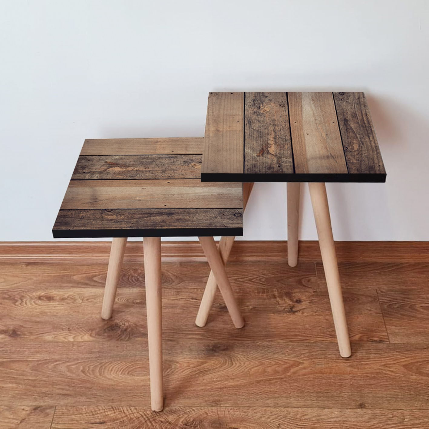 Set masute de cafea, Hanah Home, mdf, maro, 35x47x35 cm, 35x42x35 cm, 481LNA2599
