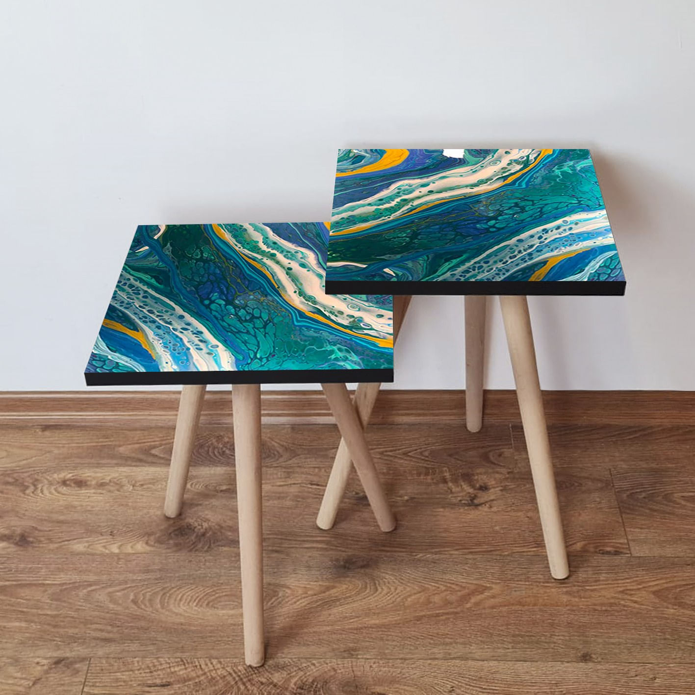 Set masute de cafea cuib, Hanah Home, mdf, multicolor, 35x47x35 cm, 35x42x35 cm, 481LNA2523