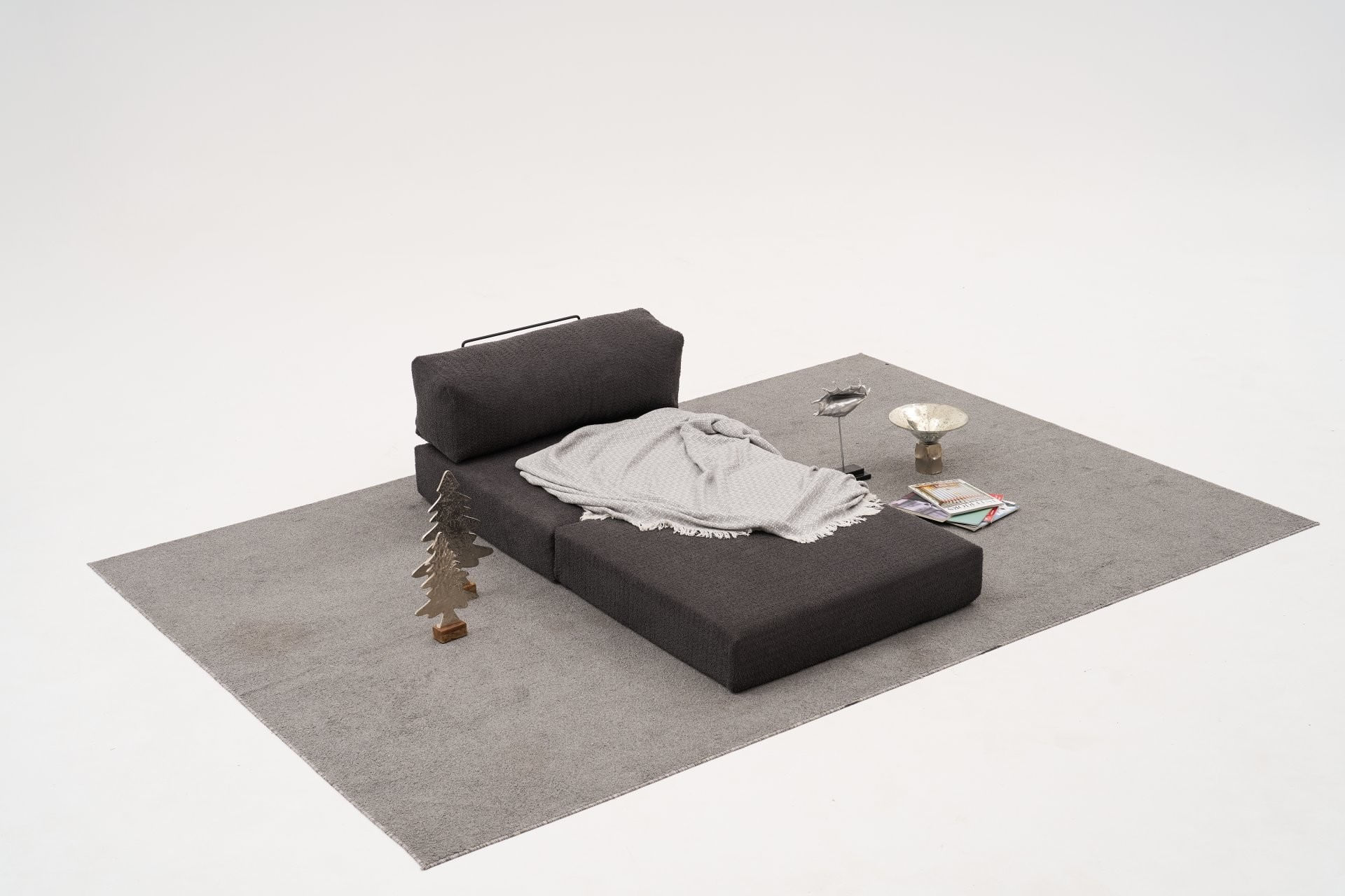 Canapea 1 loc, Atelier Del Sofa, 100% chenille, antracit, 95x75x95 cm — imaginea 3