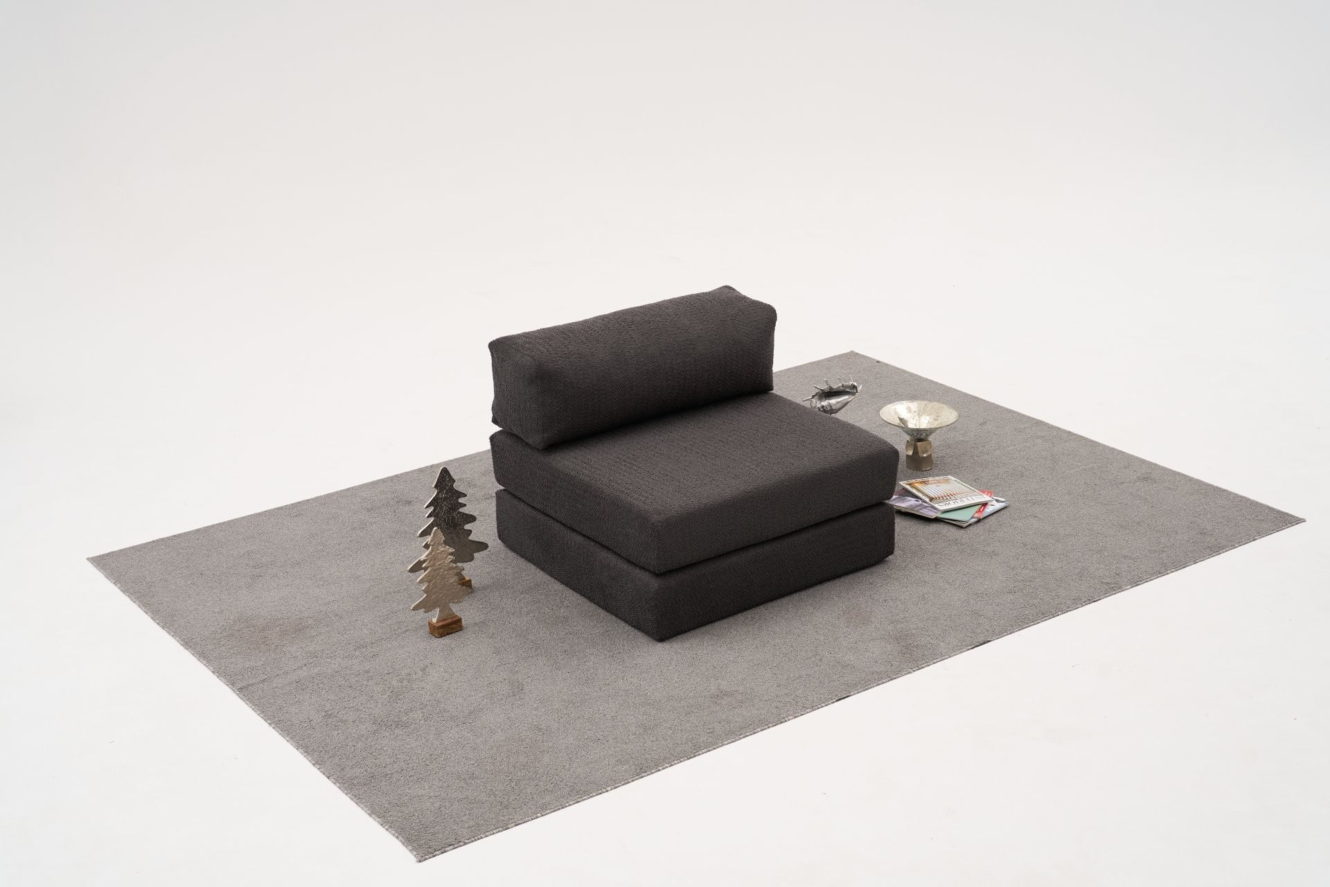 Canapea 1 loc, Atelier Del Sofa, 100% chenille, antracit, 95x75x95 cm — imaginea 5