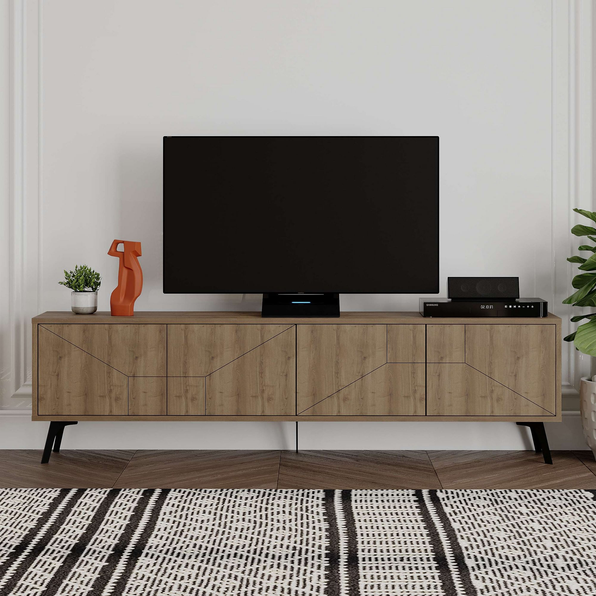 Comoda tv, Hanah Home, pal melaminat, hitit, 180x50x29.6 cm — imaginea 2