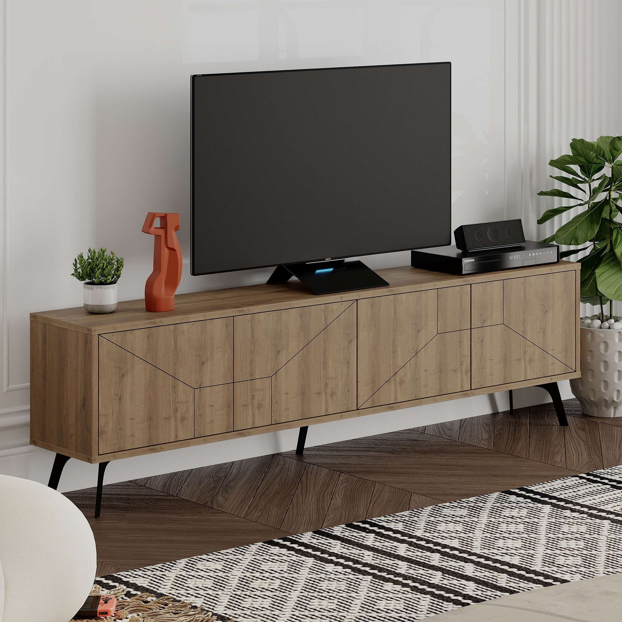 Comoda tv, Hanah Home, pal melaminat, hitit, 180x50x29.6 cm — imaginea 3