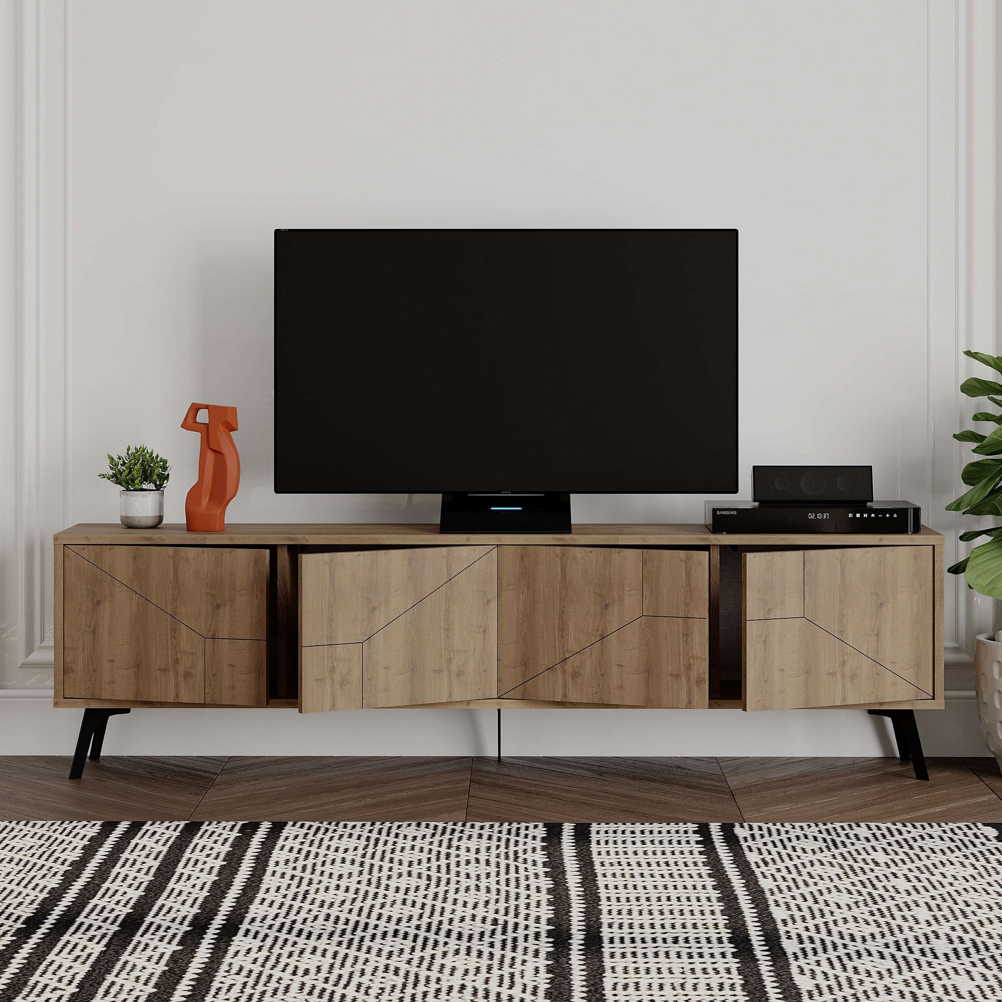 Comoda tv, Hanah Home, pal melaminat, hitit, 180x50x29.6 cm — imaginea 4