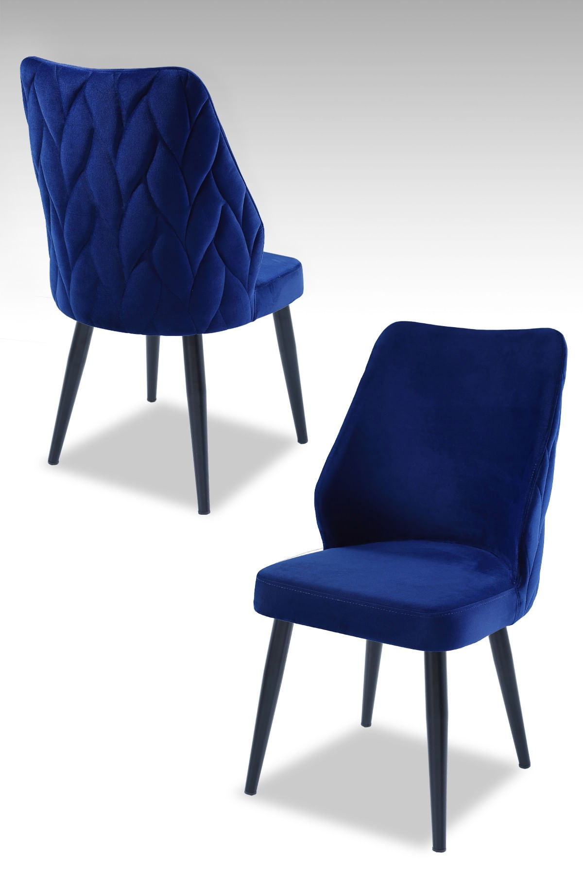Set scaune, Hanah Home, 100% panou de particule acoperit cu melamina, albastru sax si negru, 48x43x90 cm, 4 bucati