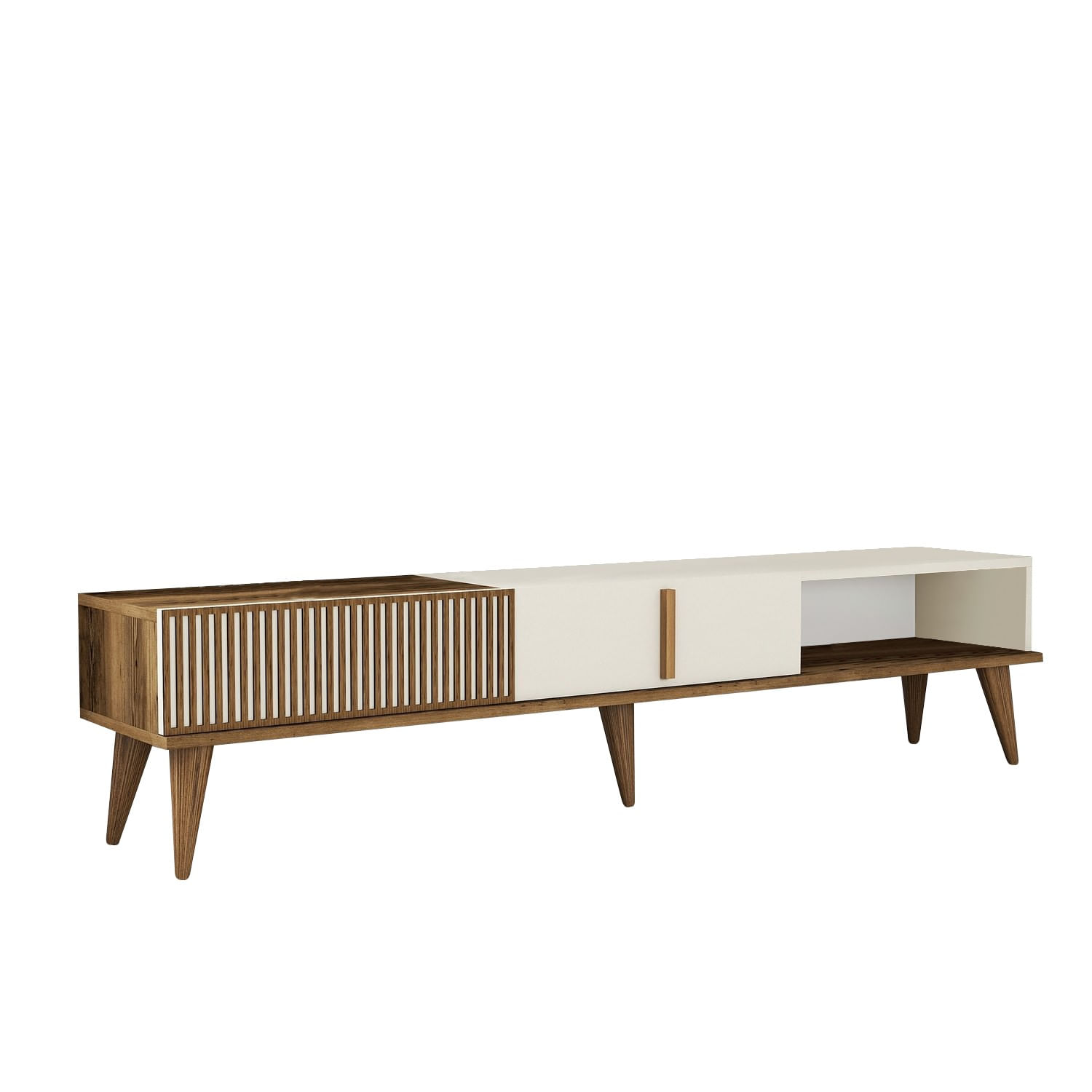Comoda tv, Hanah Home, pal melaminat, nuc si crem, 180x35x40 cm — imaginea 2