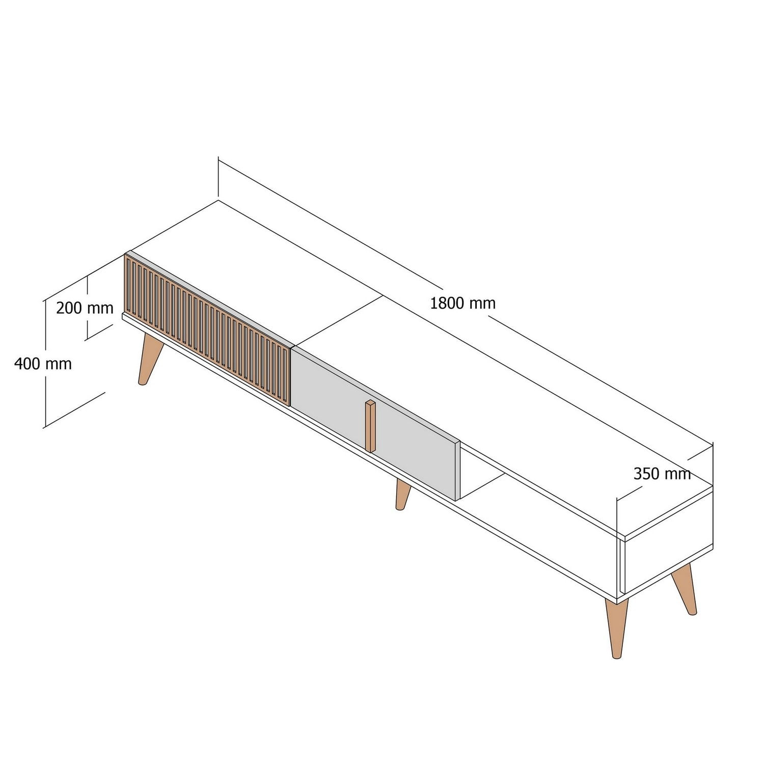 Comoda tv, Hanah Home, pal melaminat, nuc si crem, 180x35x40 cm — imaginea 4