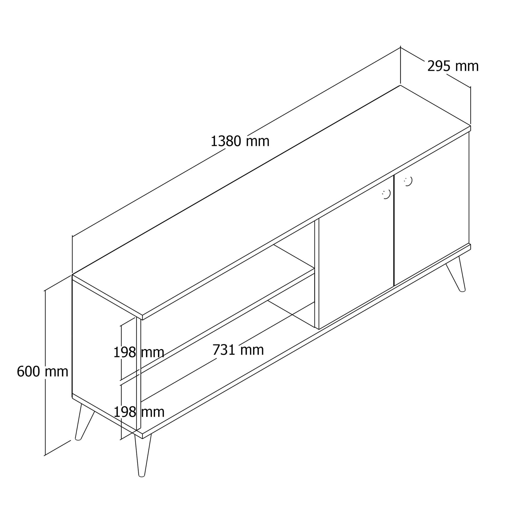 Comoda tv, Hanah Home, pal melaminat, stejar, 138x29.5x60 cm