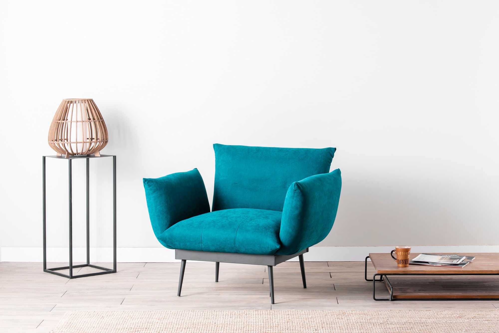 Fotoliu, Hanah Home, metal, stofa tip in, verde petrol, 90x95x80 cm — imaginea 5