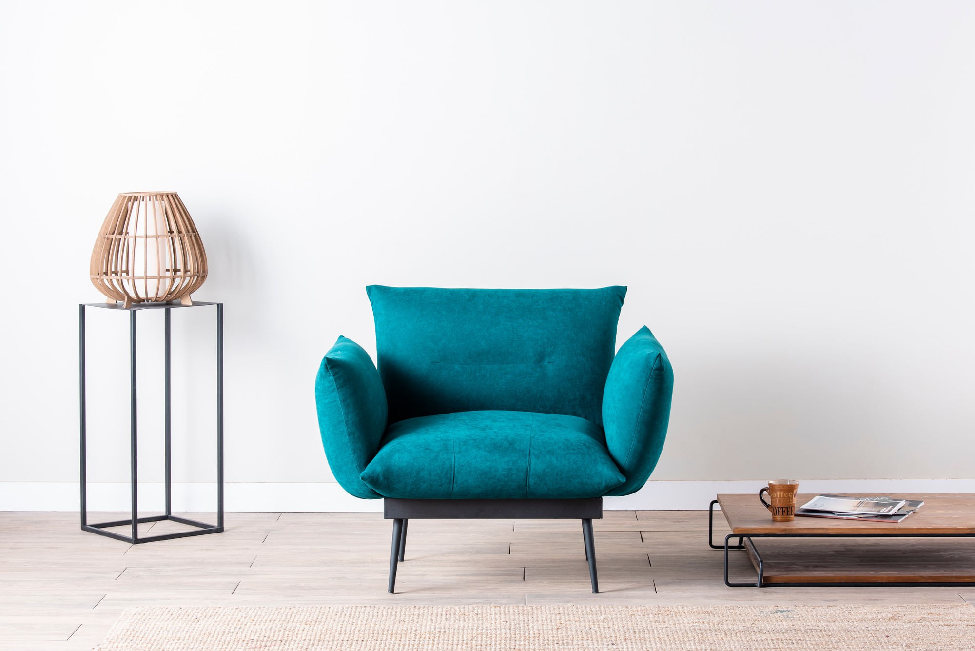 Fotoliu, Hanah Home, metal, stofa tip in, verde petrol, 90x95x80 cm — imaginea 6
