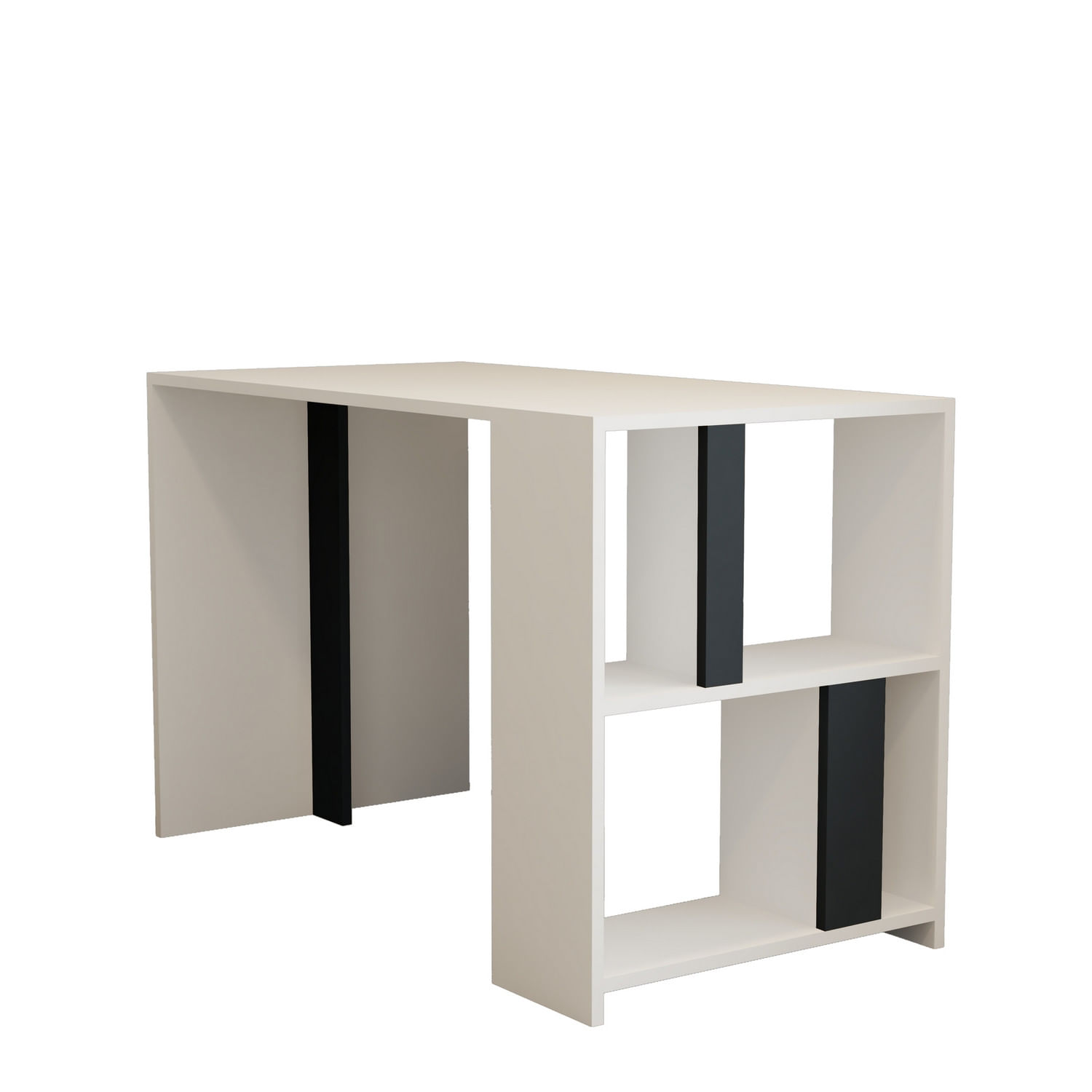 Birou de studiu, Hanah Home, pal melaminat, alb si antracit, 120x60x75.4 cm