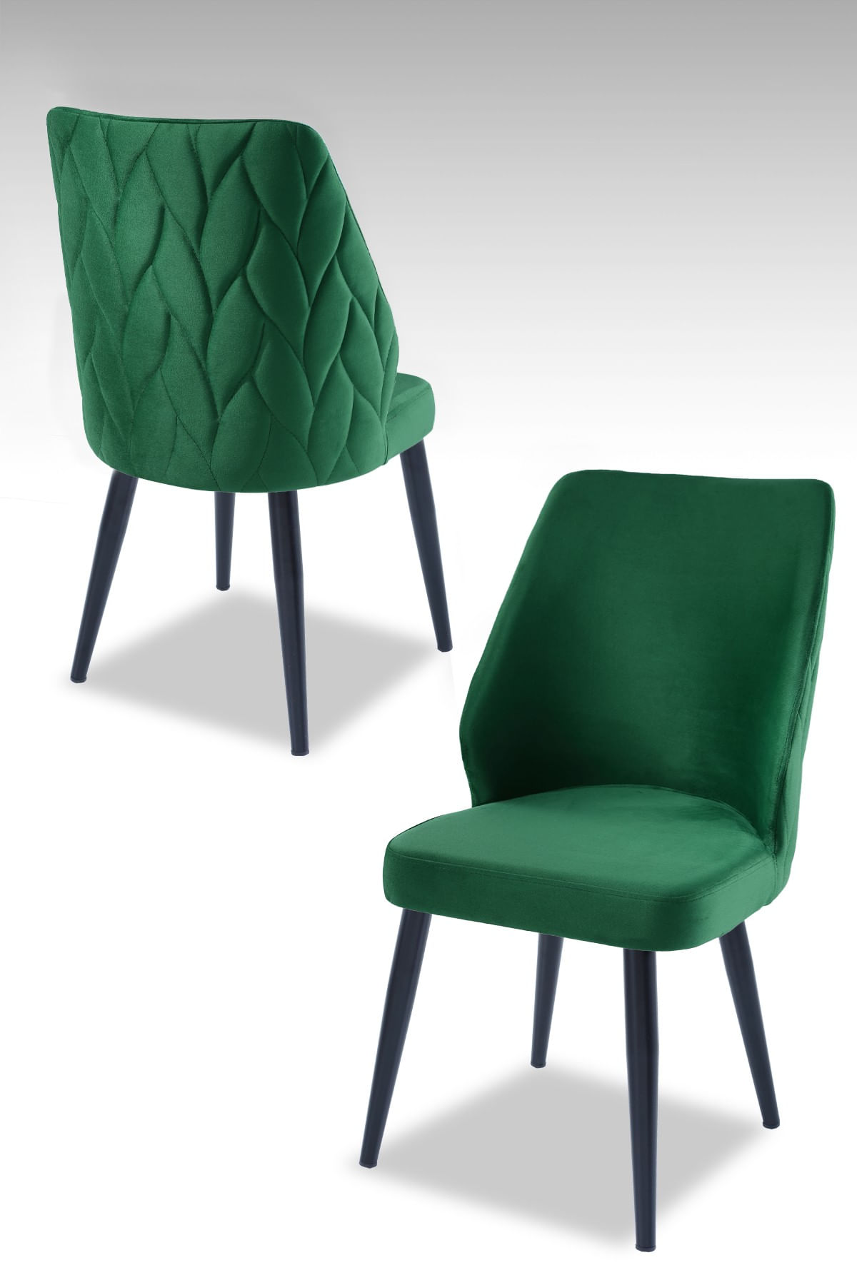 Set scaune, Hanah Home, 100% melamina, verde si negru, 48x43x90 cm