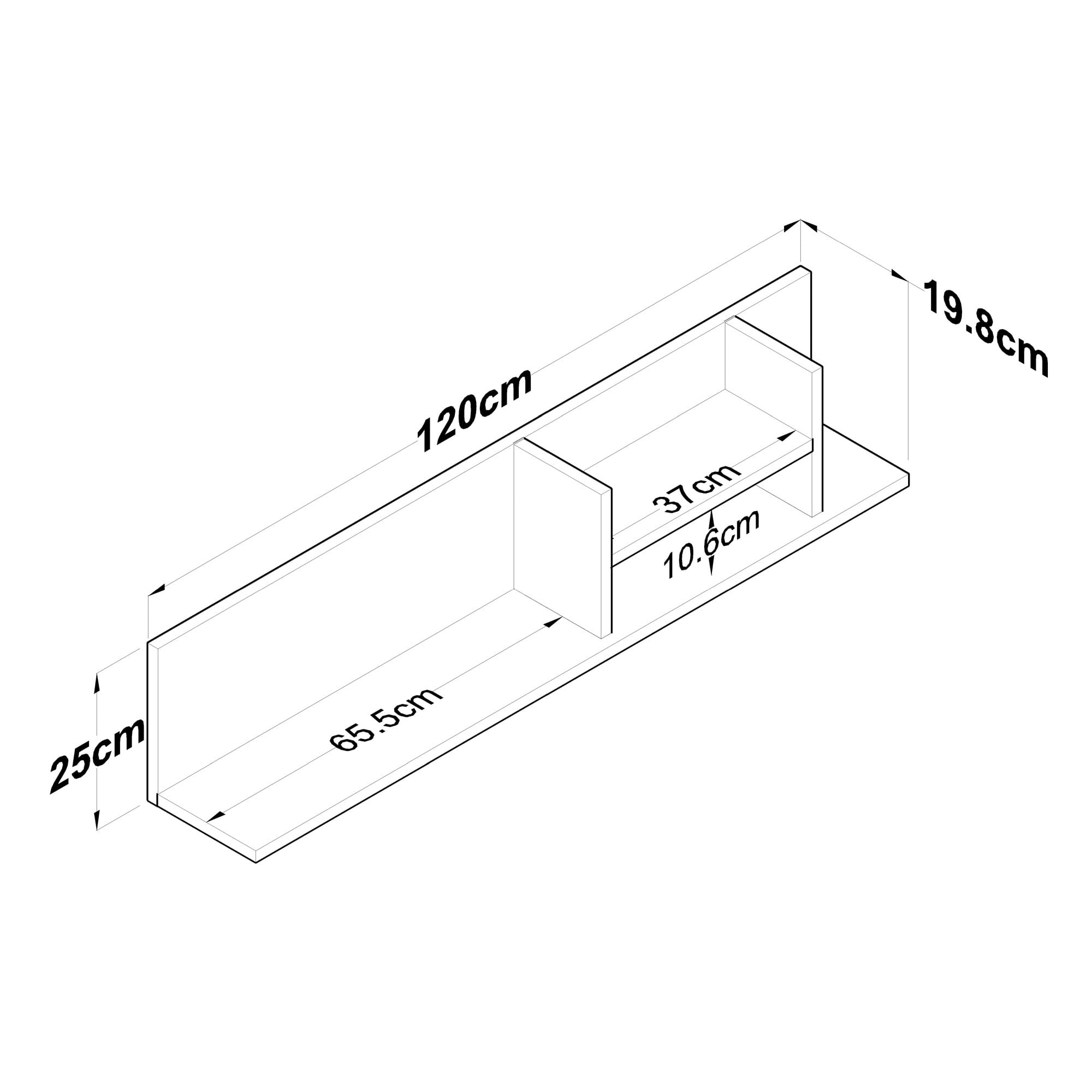Raft de perete, Hanah Home, panou de particule cu melamina, alb si nuc, 120x25x19.8 cm — imaginea 4