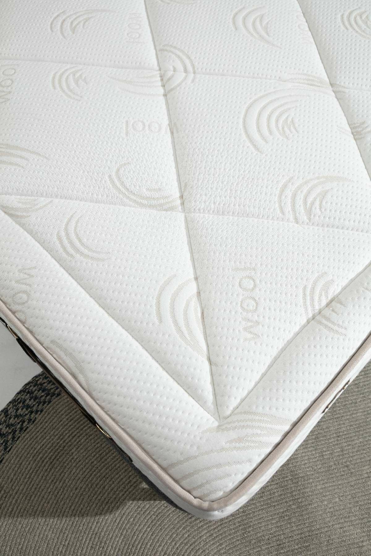 Saltea, Hanah Home, poliester viscoza lana, alb, 160x200 cm, sistem arcuri bonell — imaginea 2