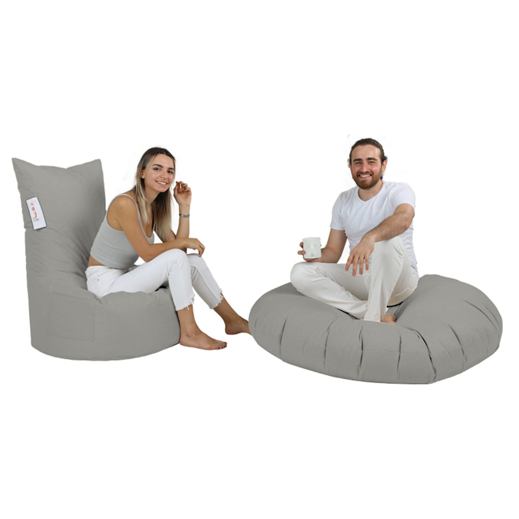 Fotoliu puf de gradina, Hanah Home, poliester, gri inchis, 65x90x60 cm, 248FRN1339