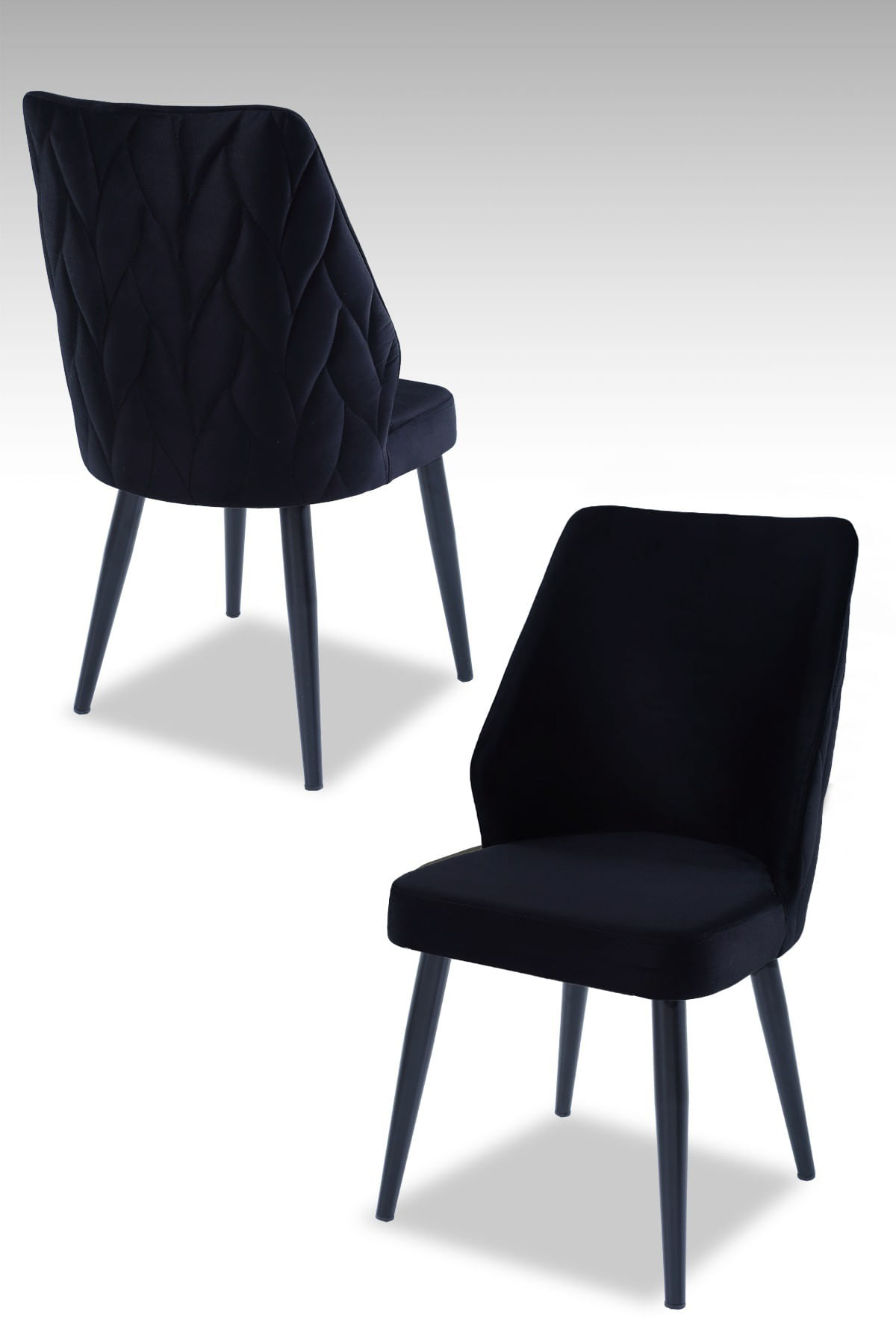 Set scaune, Hanah Home, 100% melamina, negru, 48x43x90 cm, picioare metalice