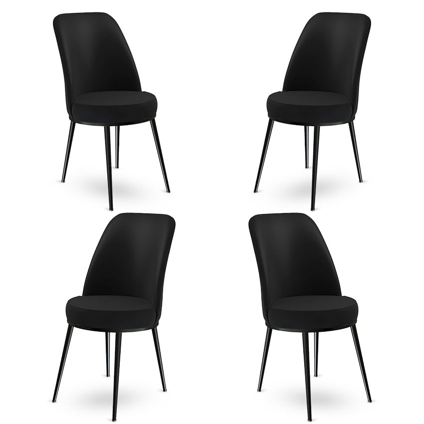 Set scaune, Hanah Home, metal, negru, 45x42x89 cm, 4 bucati
