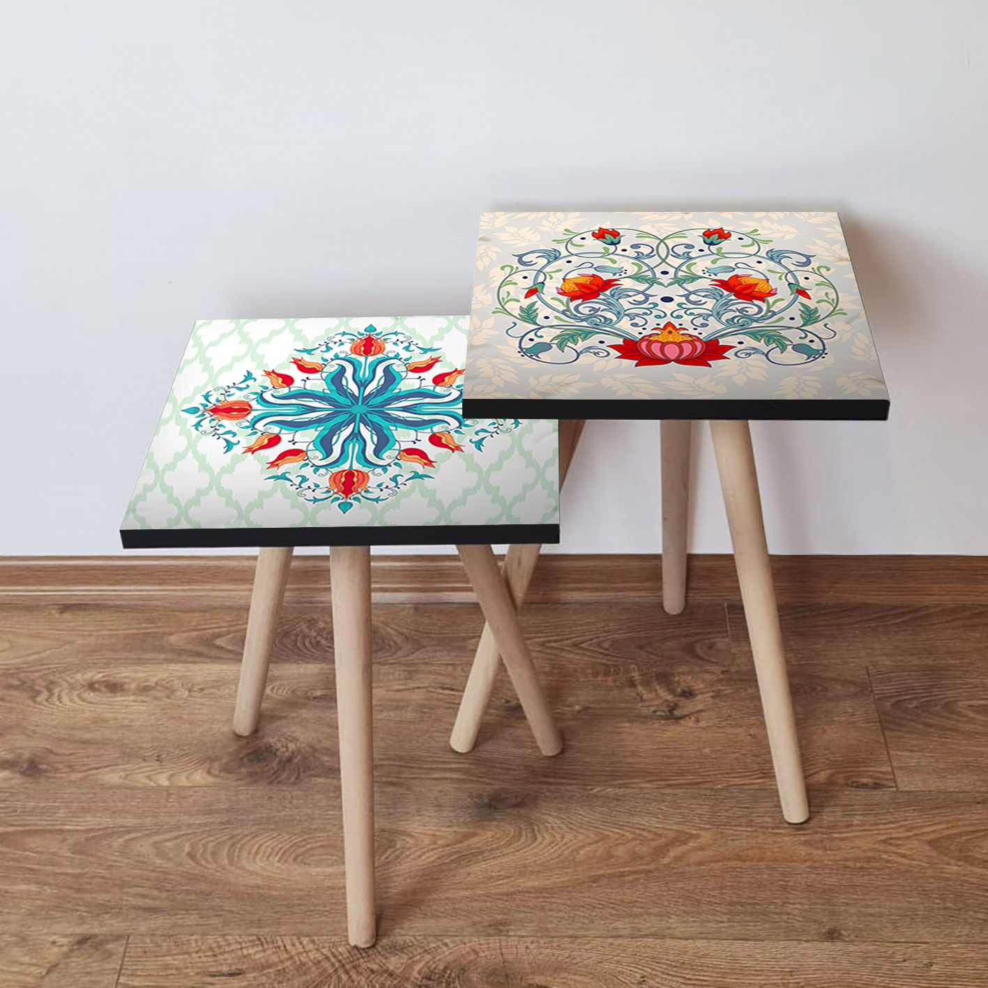 Set masute de cafea, Hanah Home, mdf, multicolor, 35x47x35 cm, 35x42x35 cm, 481LNA2217