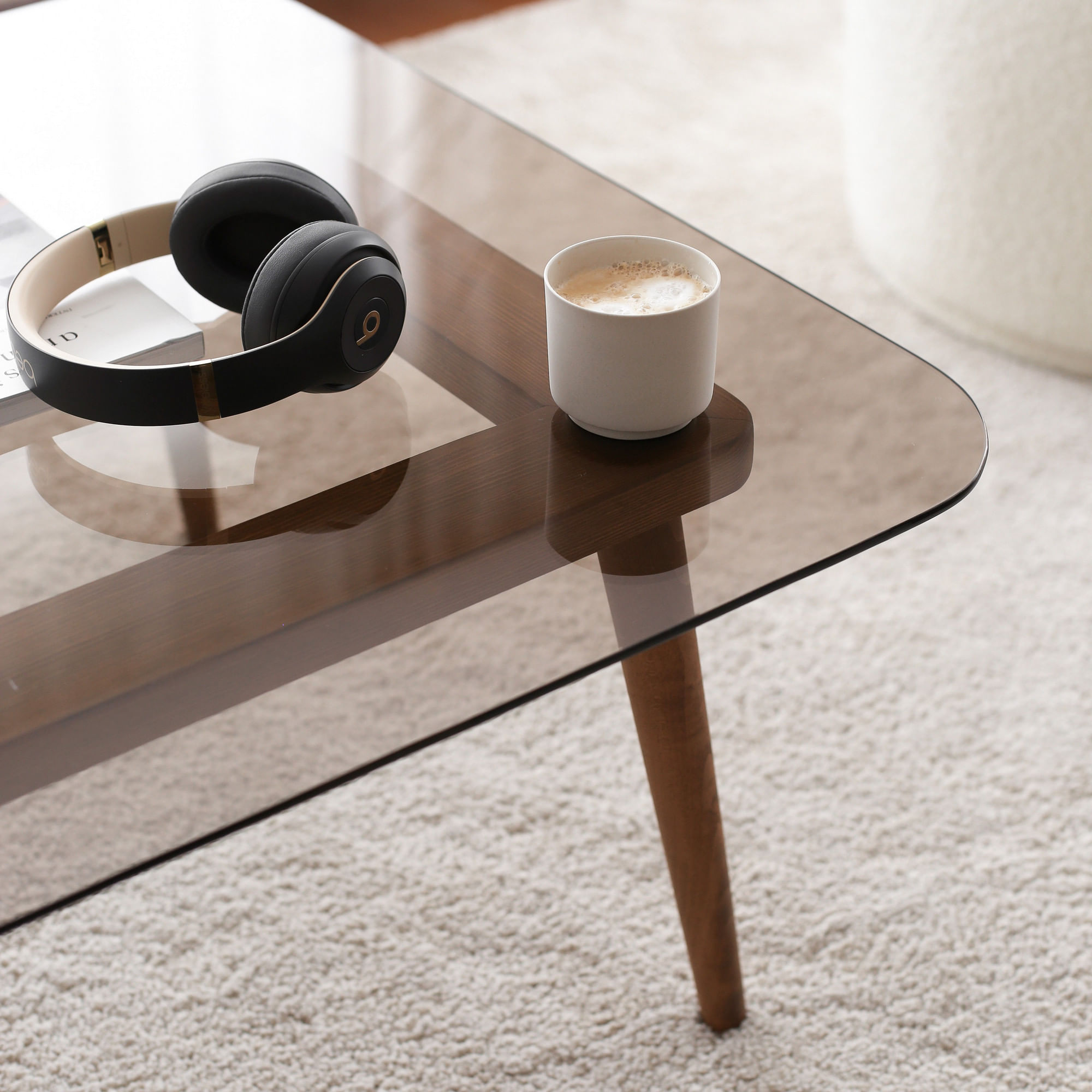 Masa de cafea, Hanah Home, lemn masiv de pin, bronz, 80x80x40 cm — imaginea 2