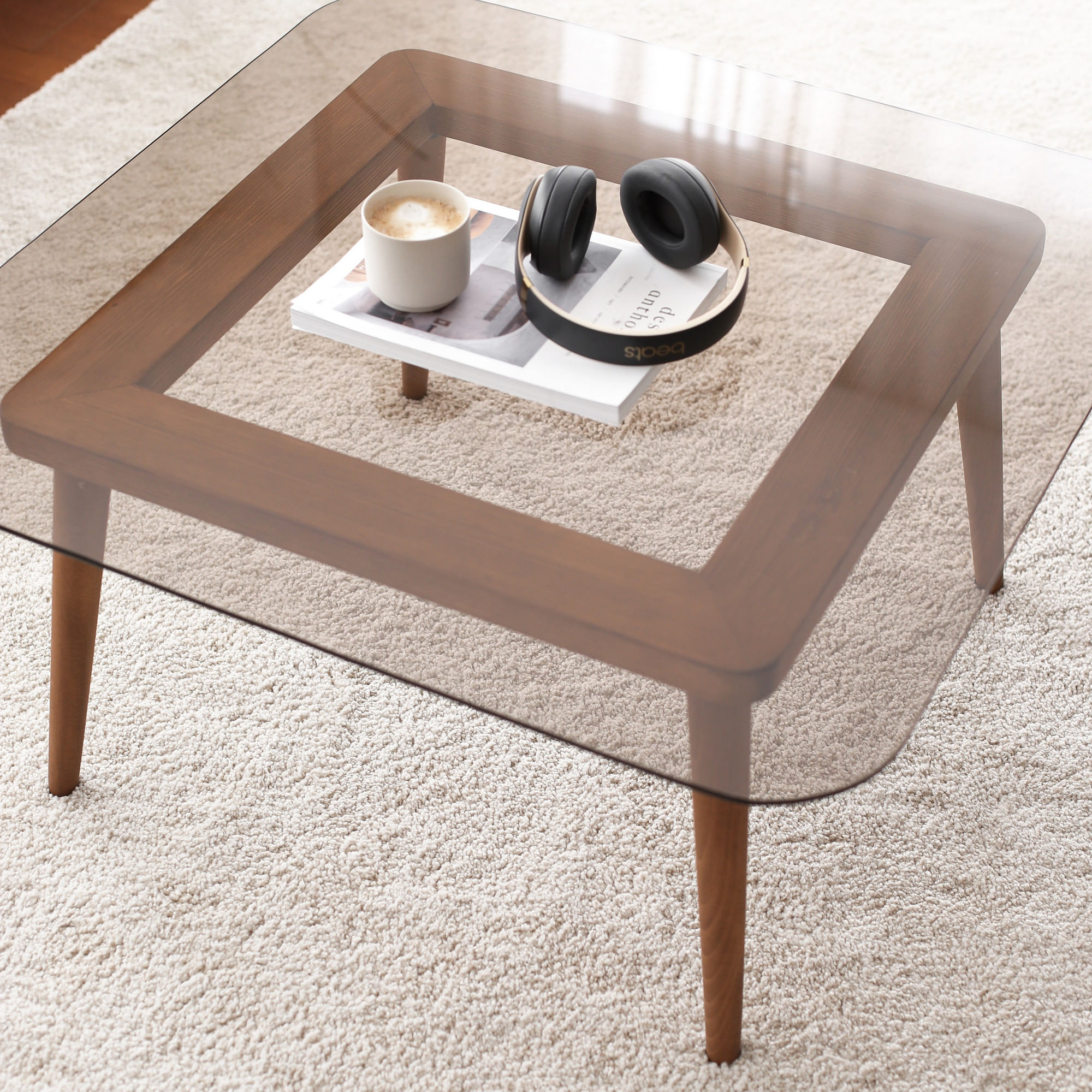 Masa de cafea, Hanah Home, lemn masiv de pin, bronz, 80x80x40 cm — imaginea 6
