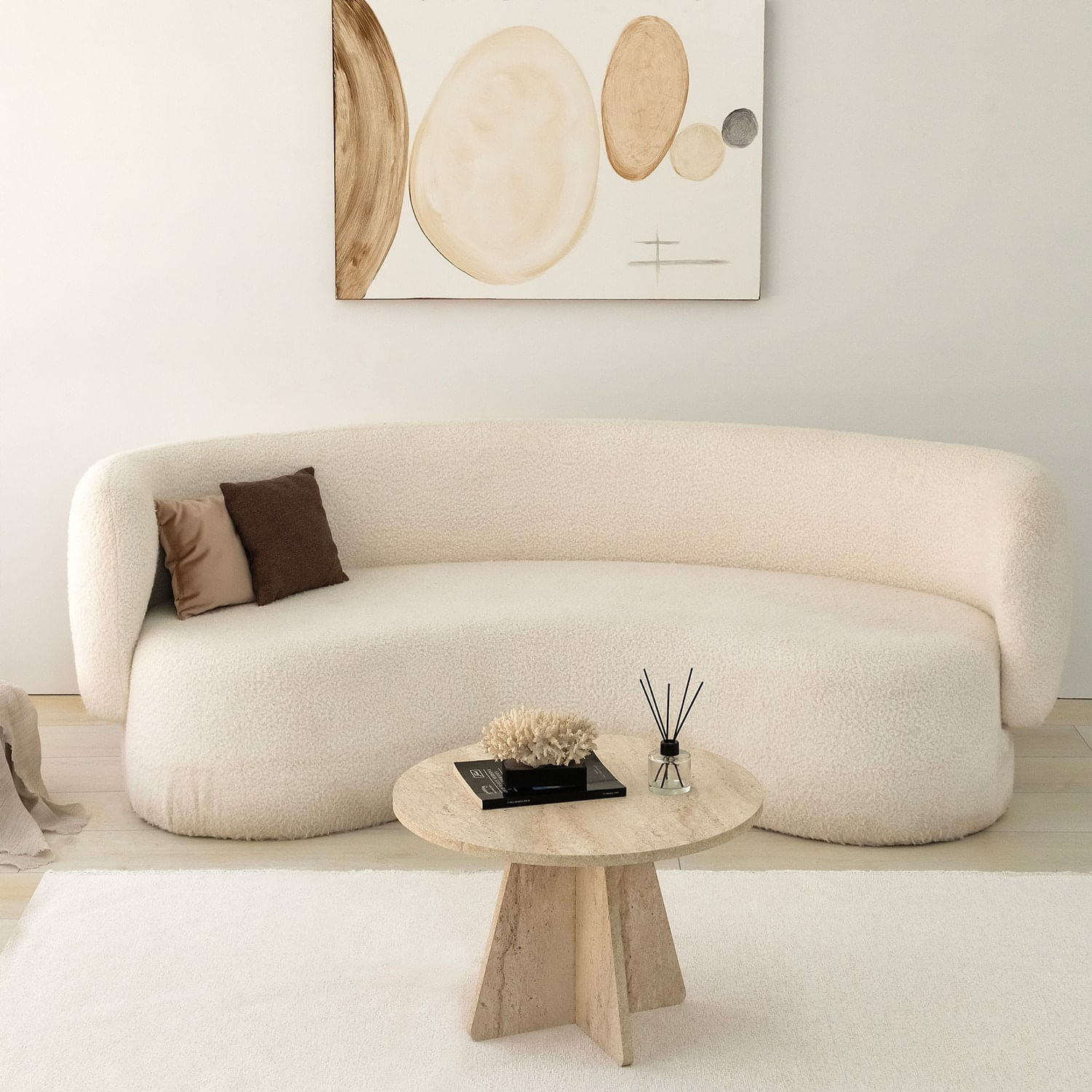 Masa de cafea, Hanah Home, PAL melaminat, travertin, 60x40 cm — imaginea 7