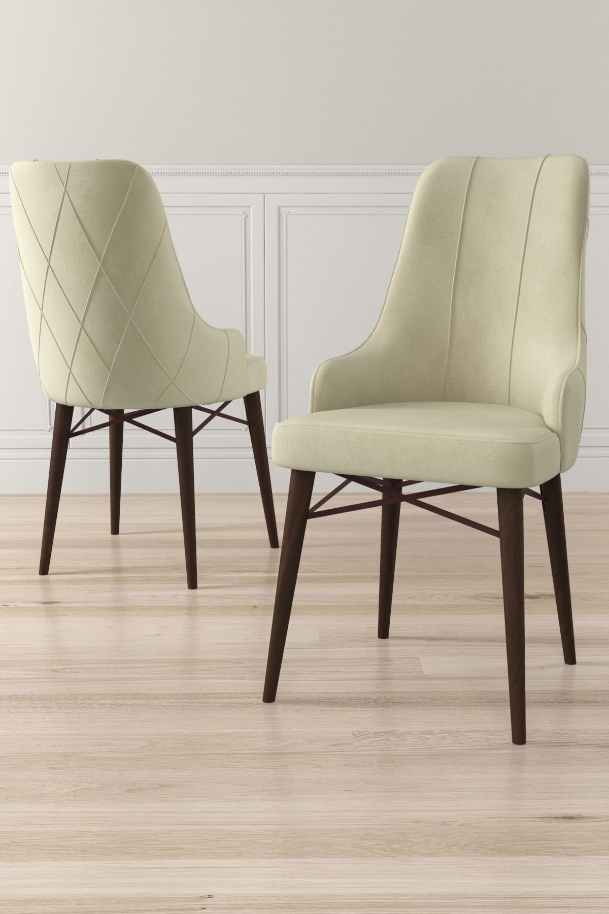 Set scaune, Hanah Home, metal, crem maro, 46x42x95 cm, 240CHR1704 — imaginea 2