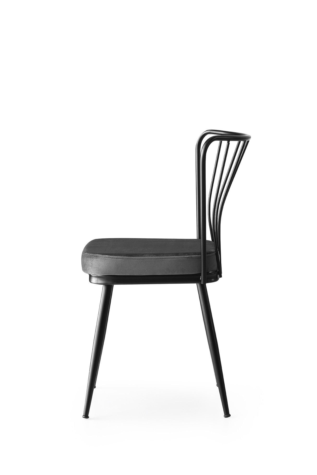 Set scaune, Hanah Home, metal, catifea, negru, 43x42x82 cm, 4 piese, 974NMB1186 — imaginea 7