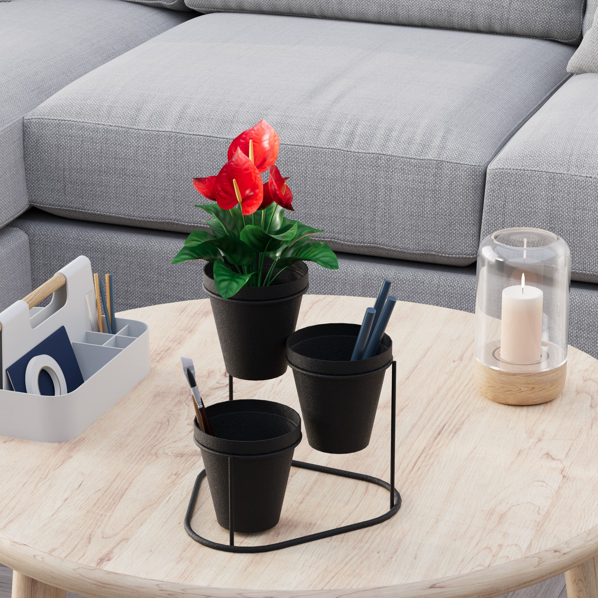 Accesoriu decorativ din metal, Aberto Design, negru, 19x20x19 cm, diametru 9 cm — imaginea 4