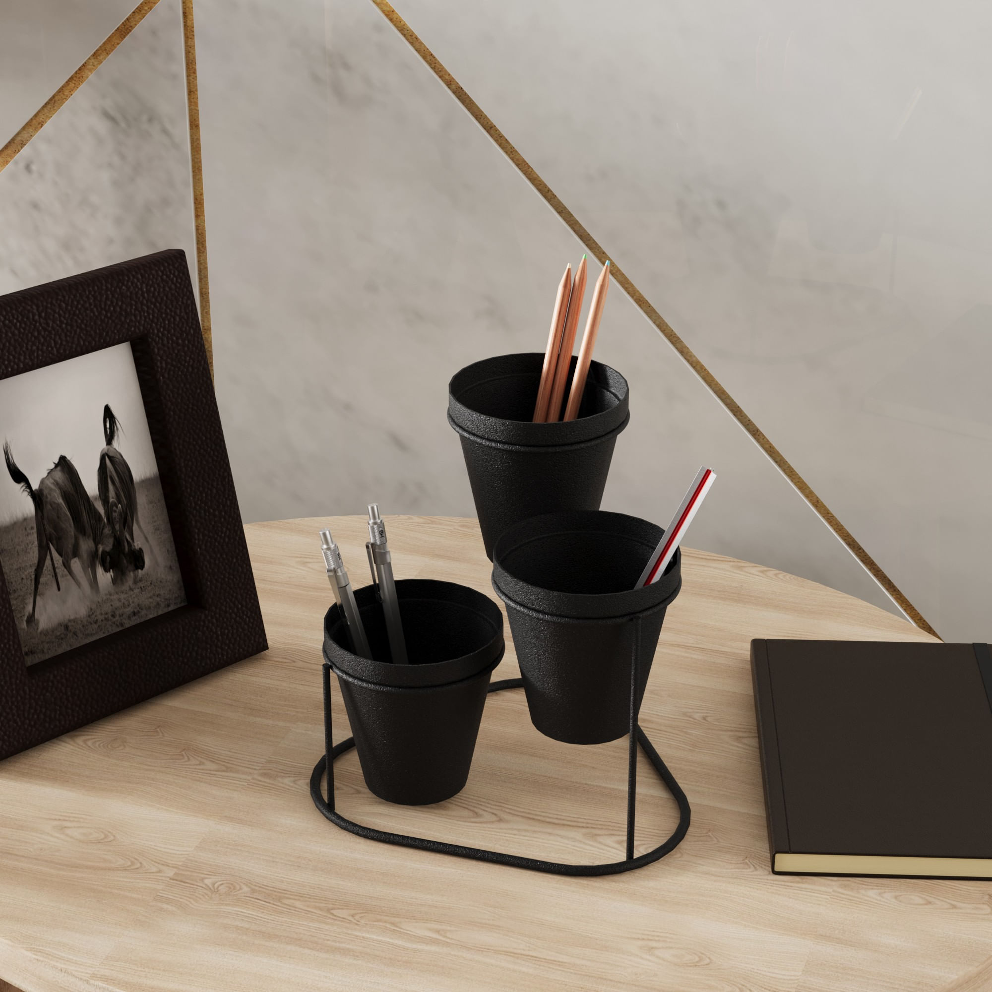 Accesoriu decorativ din metal, Aberto Design, negru, 19x20x19 cm, diametru 9 cm — imaginea 5