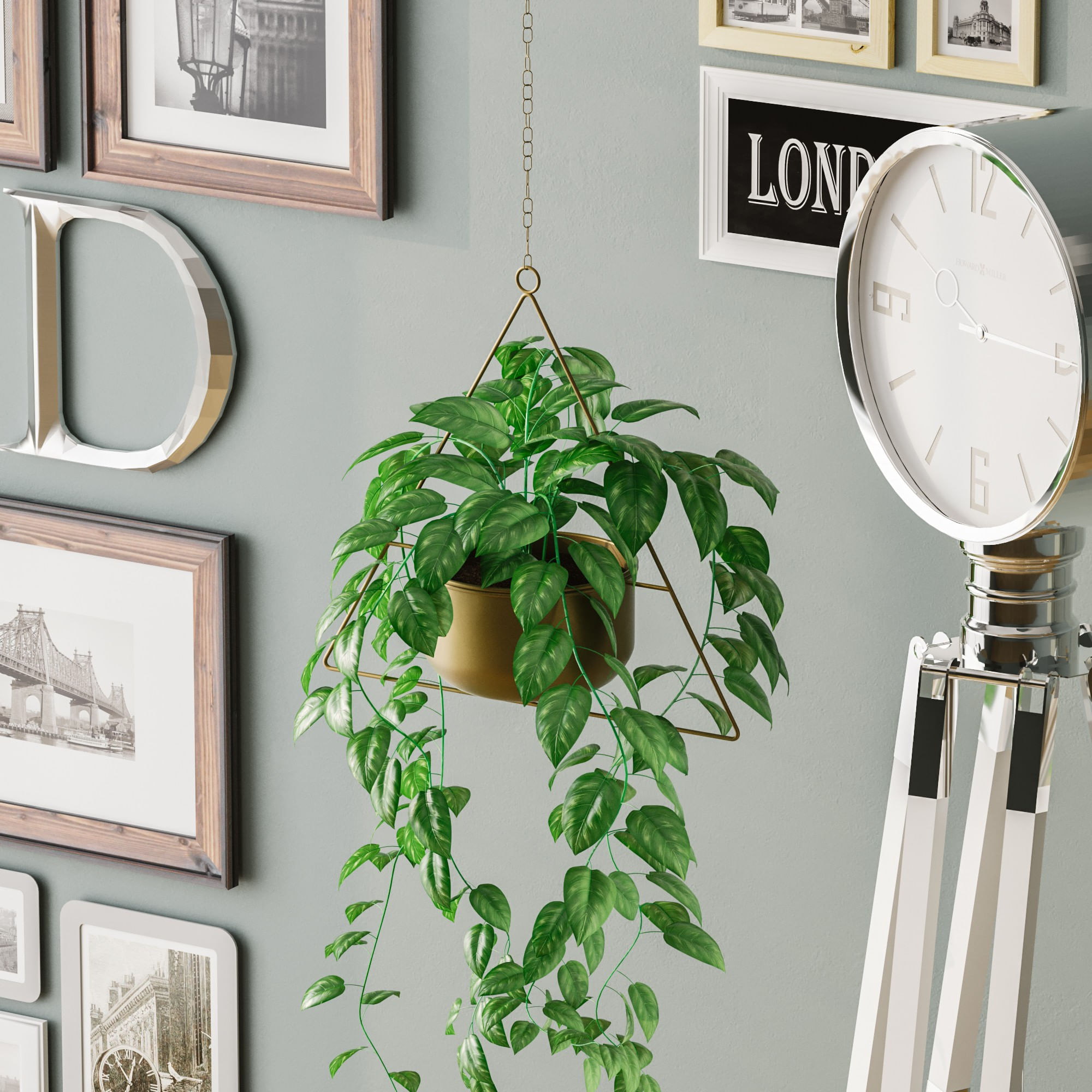Ghiveci decorativ suspendat, Aberto Design, metal, auriu, 35x17x40 cm - 2 | YEO