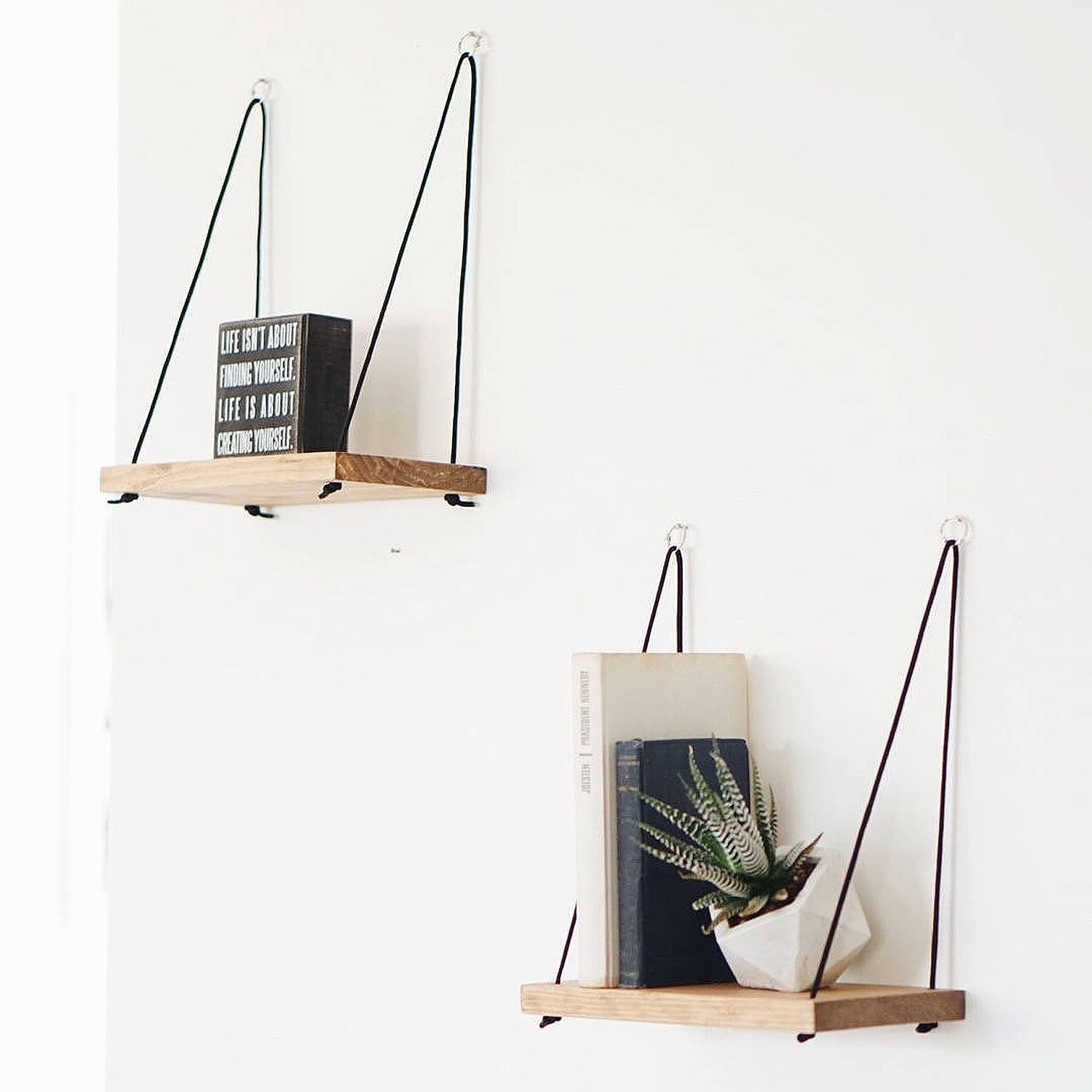 Raft de perete, Hanah Home, lemn de molid, nuc, 40x50x13 cm, set 2 bucati — imaginea 3