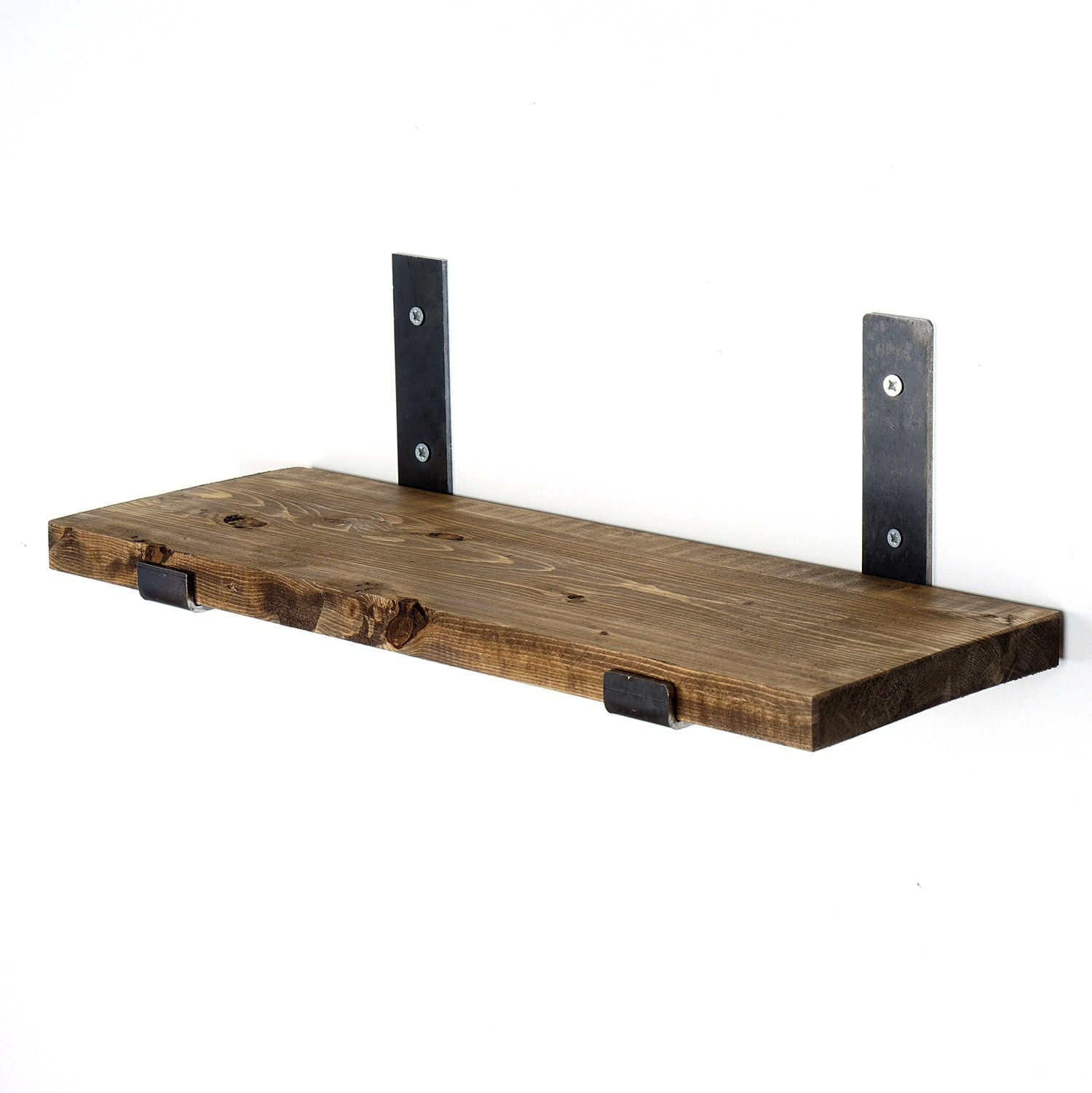 Raft de perete decorativ, Hanah Home, lemn de molid, negru si nuc, 40x16x14 cm — imaginea 3