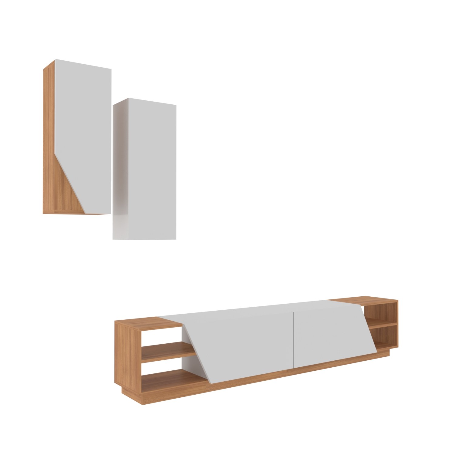 Comoda tv, Hanah Home, pal melaminat, alb si tec, 240x47x37.5 cm — imaginea 4