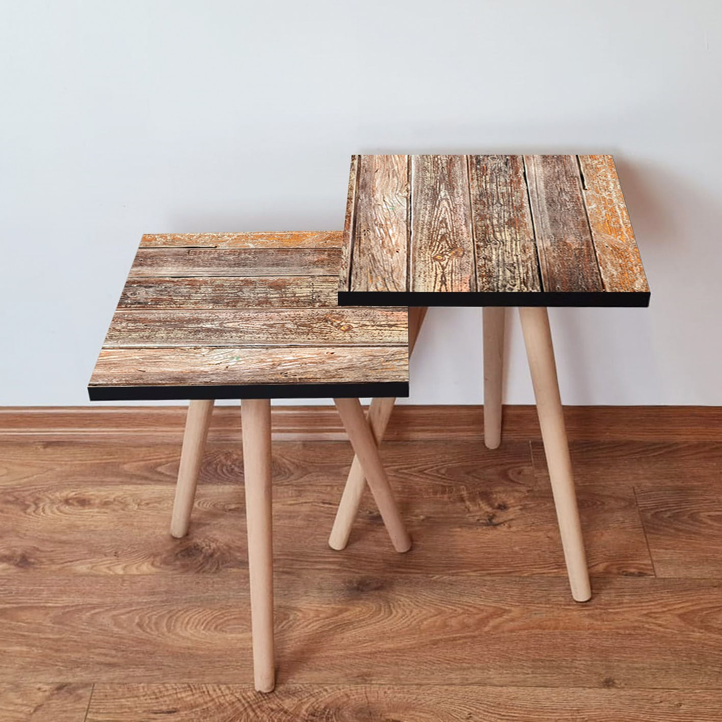 Set masute cuib, Hanah Home, mdf, maro camel, 35x35x47 cm