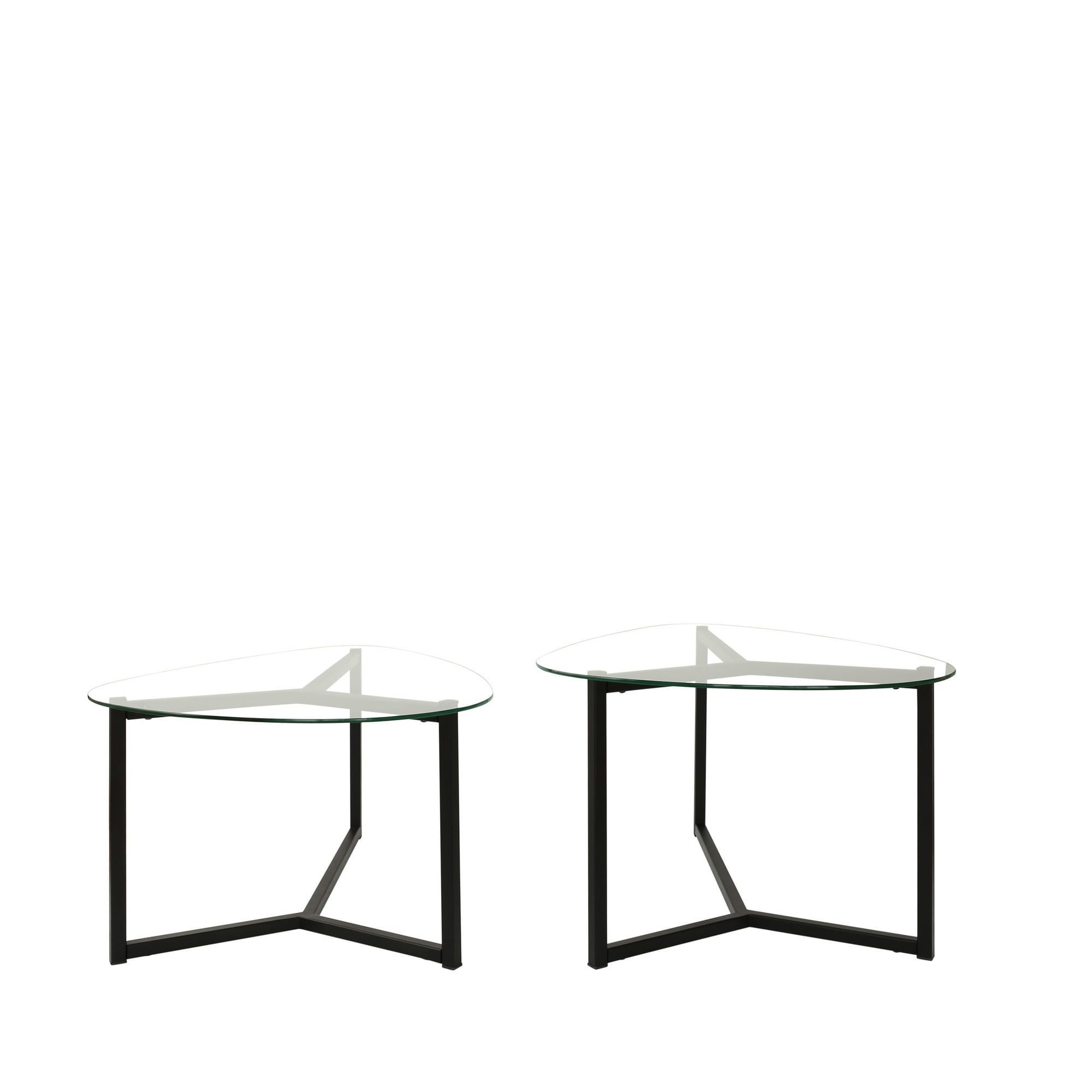Set masute de cafea, Hanah Home, sticla securizata si metal, negru mat, 82x58x40 cm, 82x58x36 cm — imaginea 2